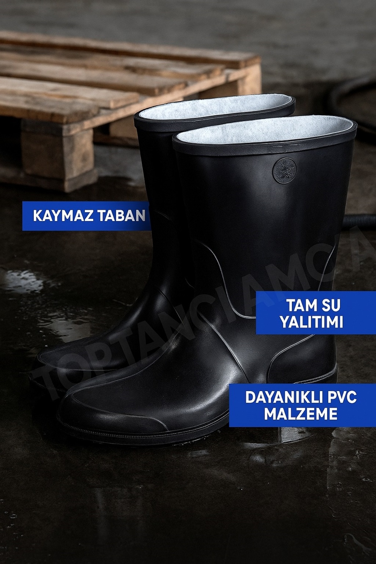 Kaymaz Taban Lastik Çizme Siyah Kısa Tip Çizme İçi Yünlü Çizme Isıyı tutar 2