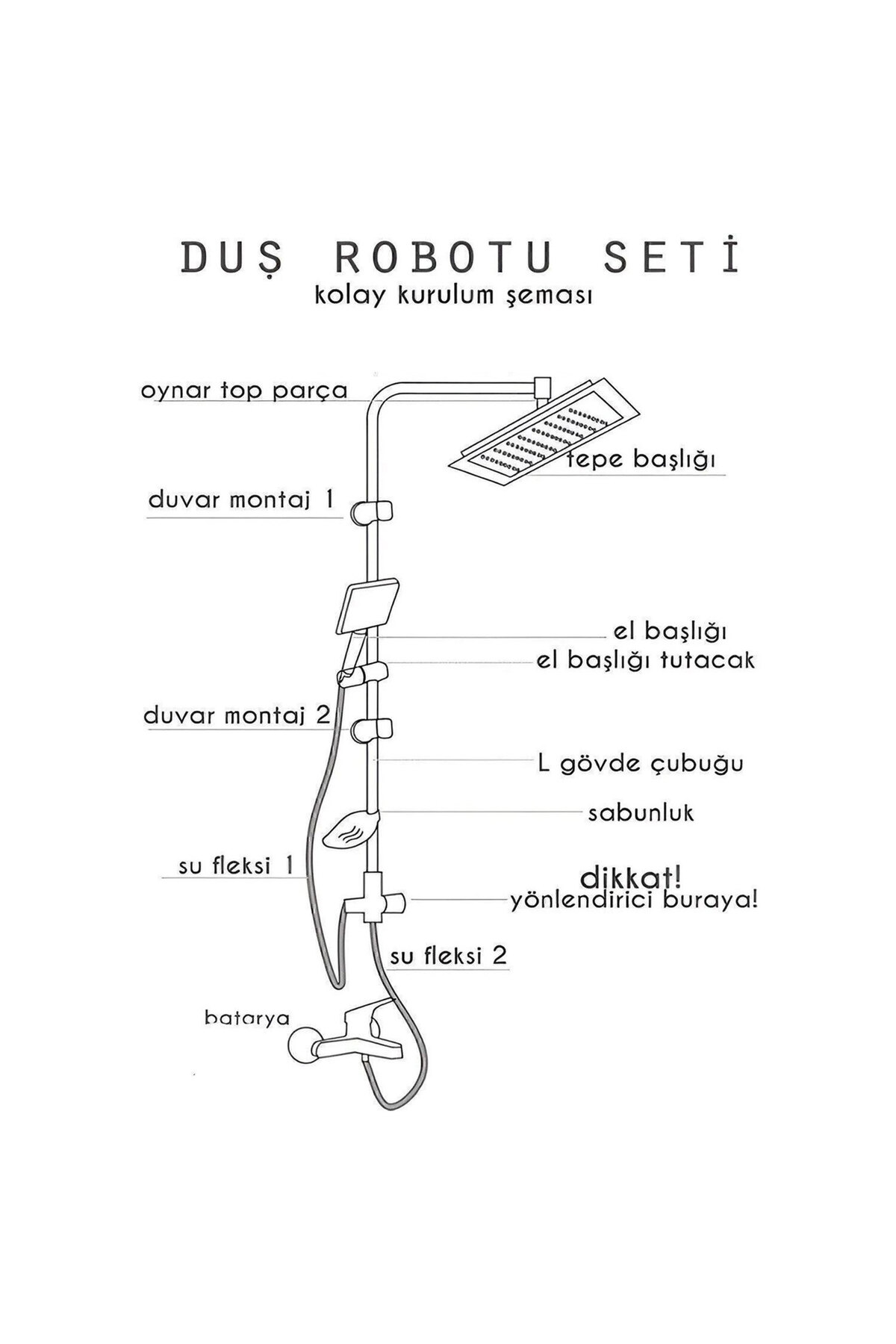 Klasik Kare Robot Duş Seti Tam Takım Parlak Krom Standart Yağmurlama Başlık Sabunluklu Duşu Sistemi 3