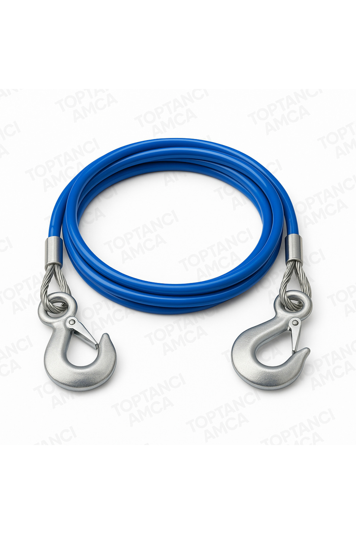 3 Ton 6 mm 3.5 Metre Çelik Kancalı PVC Kaplamalı Araç Çeki Halatı – Galvaniz Kanca – Dayanıklı Yapı 1