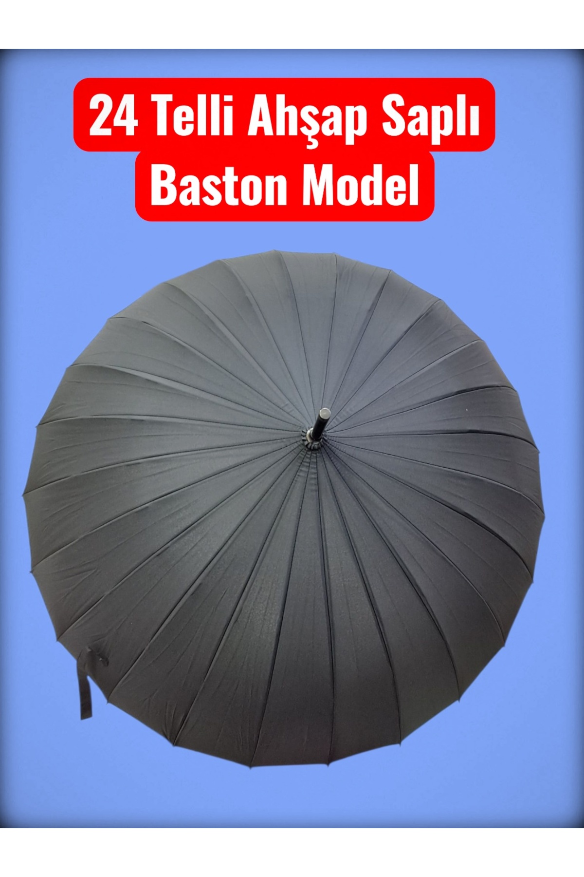 24 Telli Ahşap Saplı Baston Model Ultra Sağlam Fiber Gövde Rüzgar Korumalı Şemsiye 1