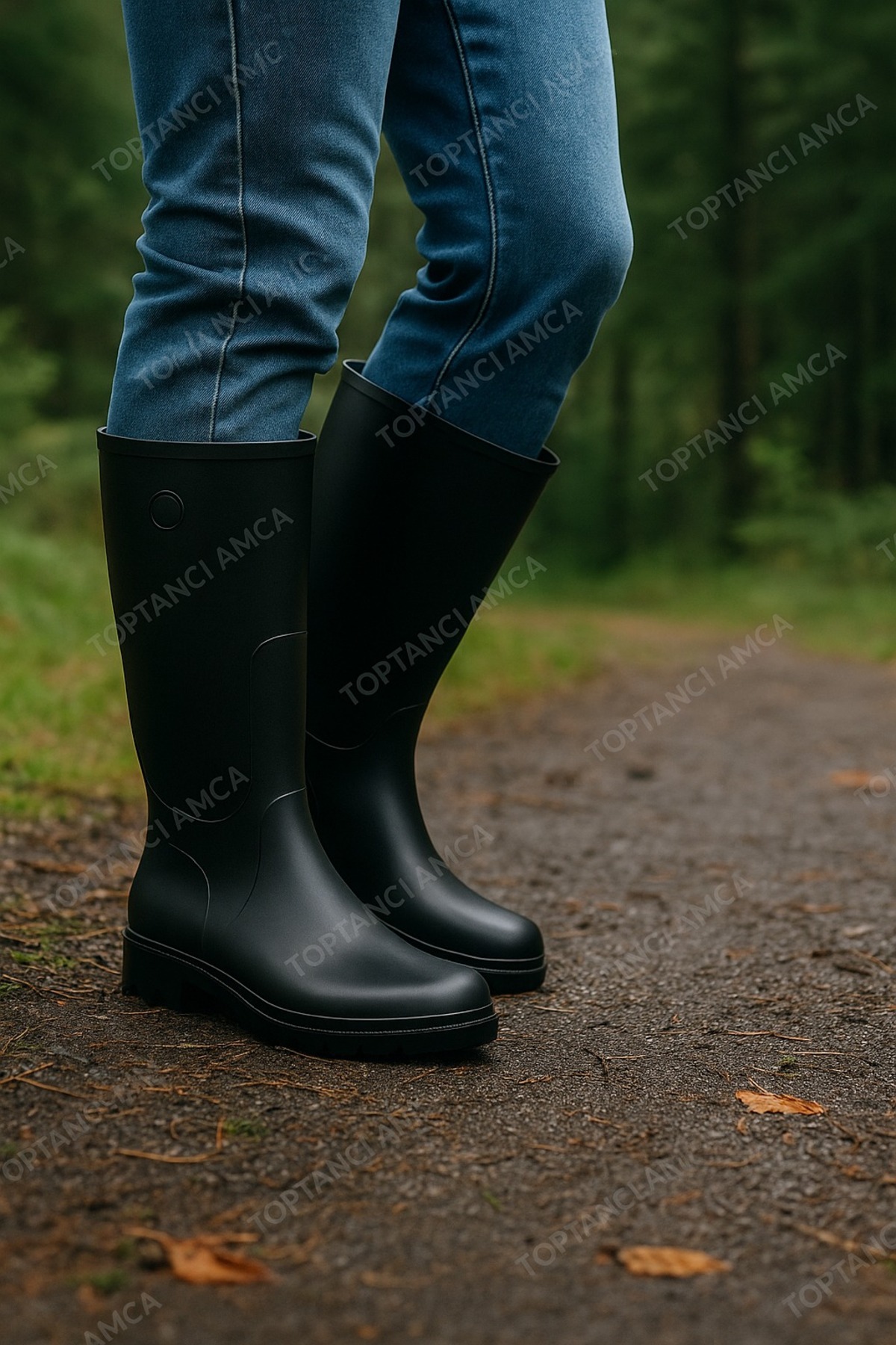 Siyah Çizme Merdane Çizme Arısan Çizme Uzun Diz altı çizme 40 cm çizme YÜNLÜ iş çakı hediyeli 4