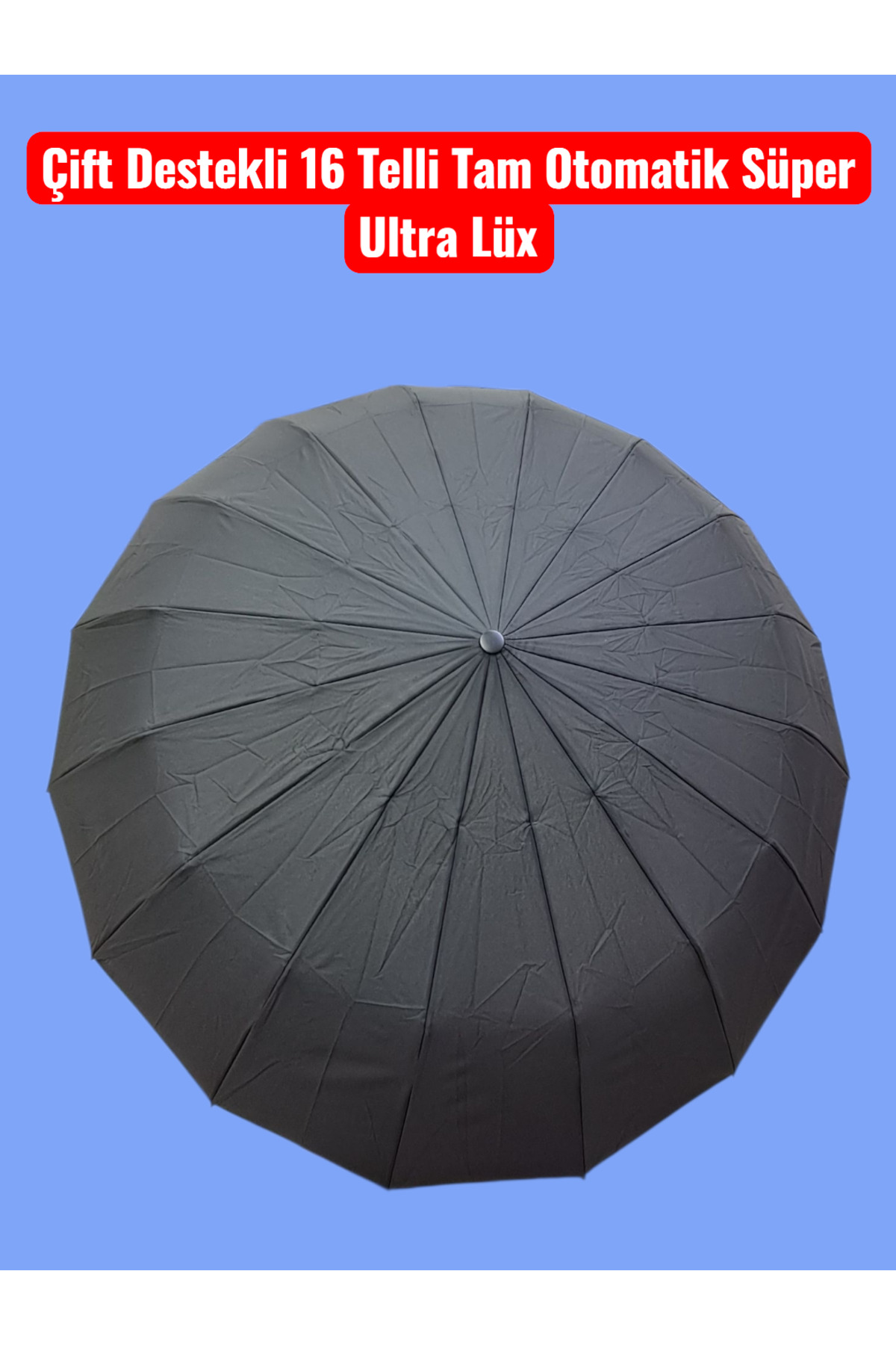 Çift Destekli Süper Ultra Premium Lüks 16 Telli Tam Otomatik Rüzgar Korumalı Şemsiye 1