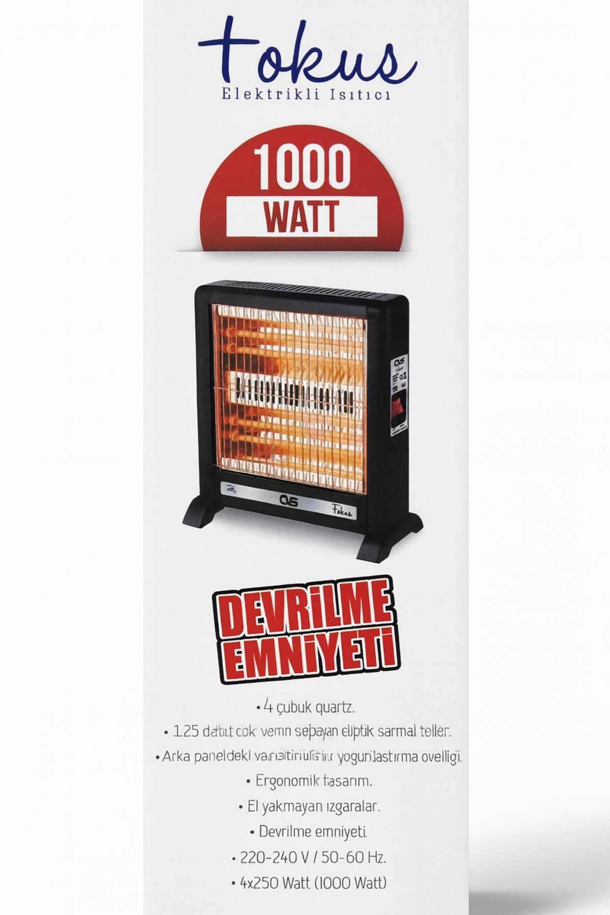 Elektrikli Soba Elektirikli Isıtıcı 1000 W Şömine Tipi Quartz YENİ AZ ENERJİ 30x50 cm 3