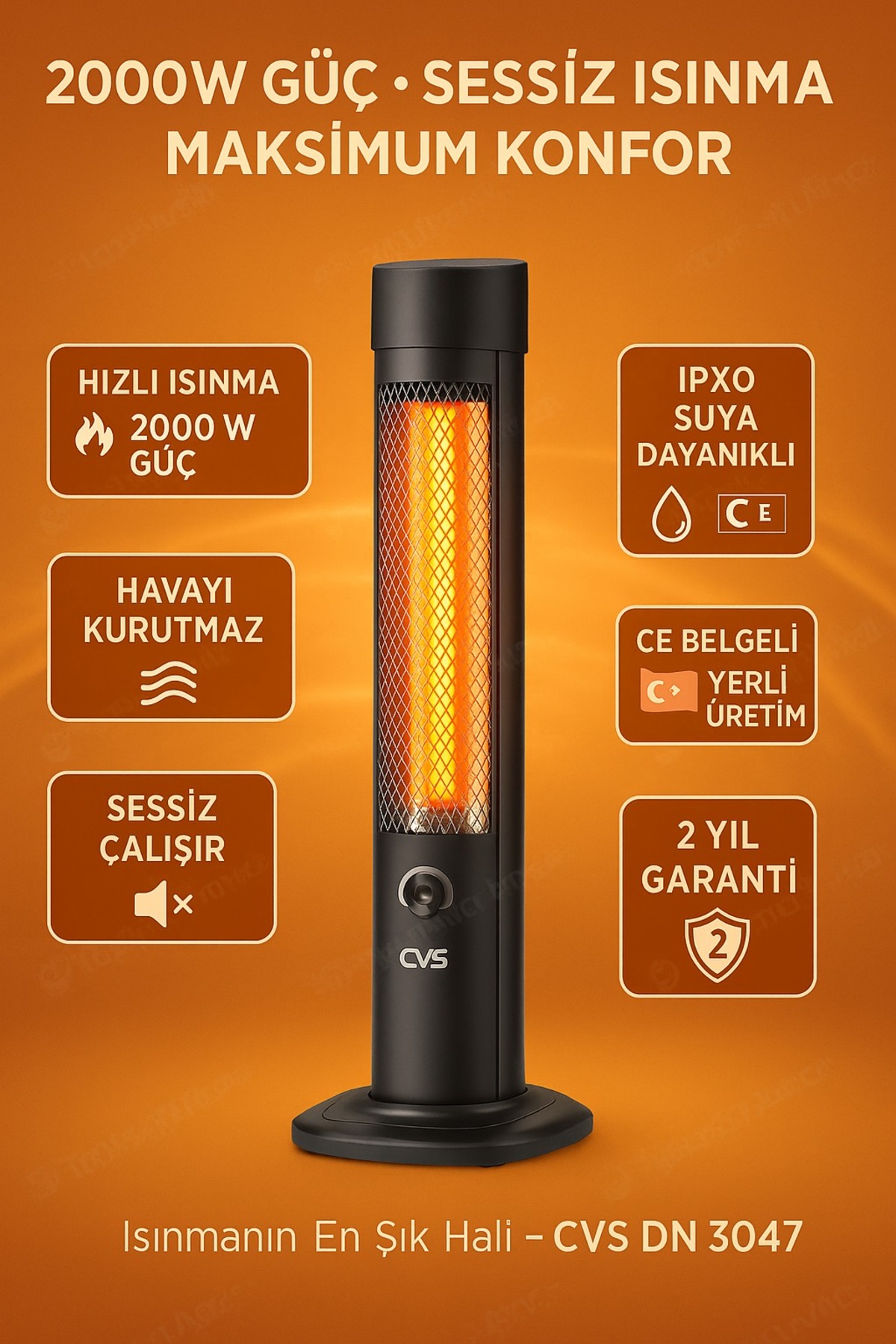 Kule Tipi Mikatronik Isıtıcı – 2000W Ayarlanabilir Termostatlı, Düşük Enerji Tüketimli Isıtıcı Soba 1