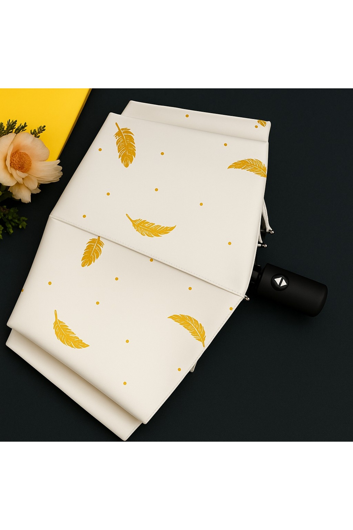 Yaprak Desenli Uv Korumalı Şemsiye Fiber Telli Güçlendirilmiş Yapı-Kılıflı Şemsiye 10 Telli 2