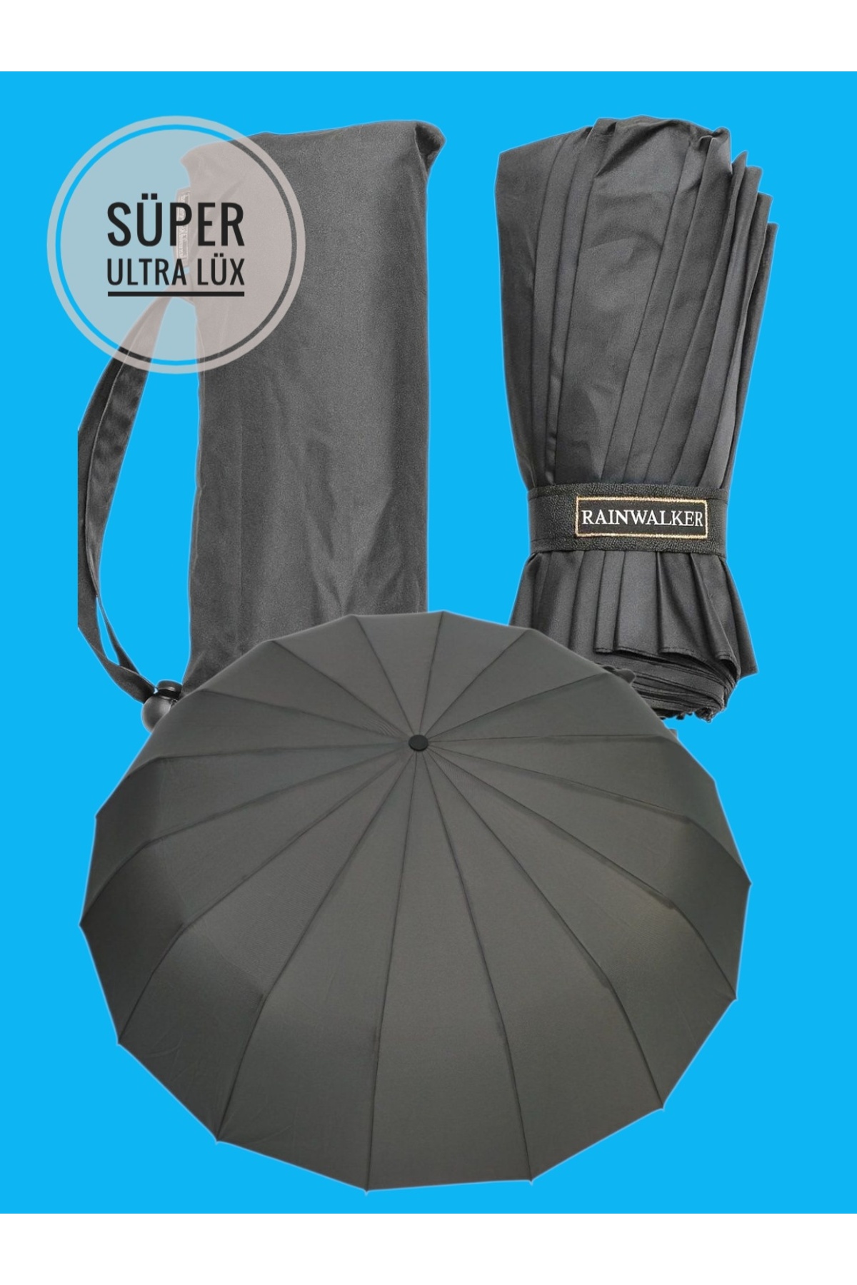 Süper Ultra Premium Lüks 16 Telli Tam Otomatik Rüzgar Korumalı Rüzgarda Kırılmayan Şemsiye 1