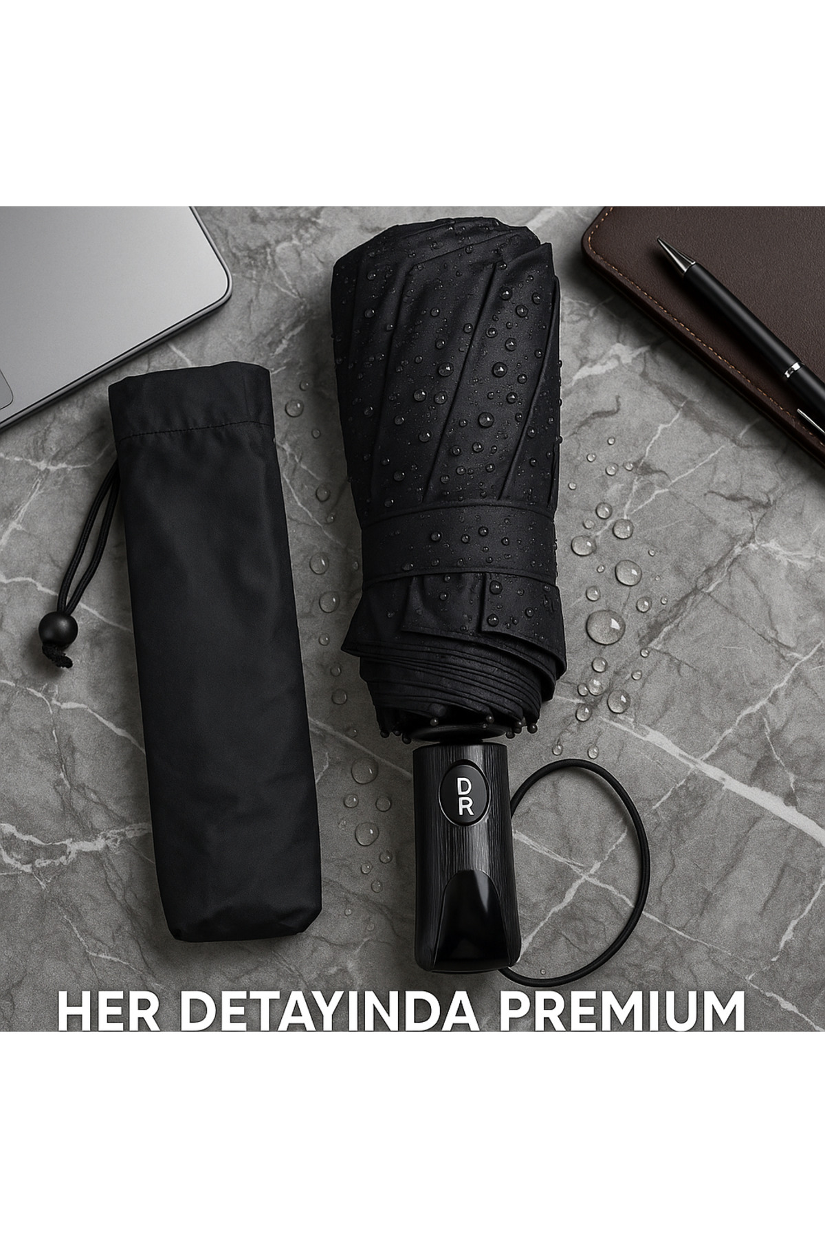 Katlanabilir Tam Otomatik Şemsiye Karbon Fiber Saplı 10 Telli Güçlendirilmiş 3+2 Tel Sistemi 3