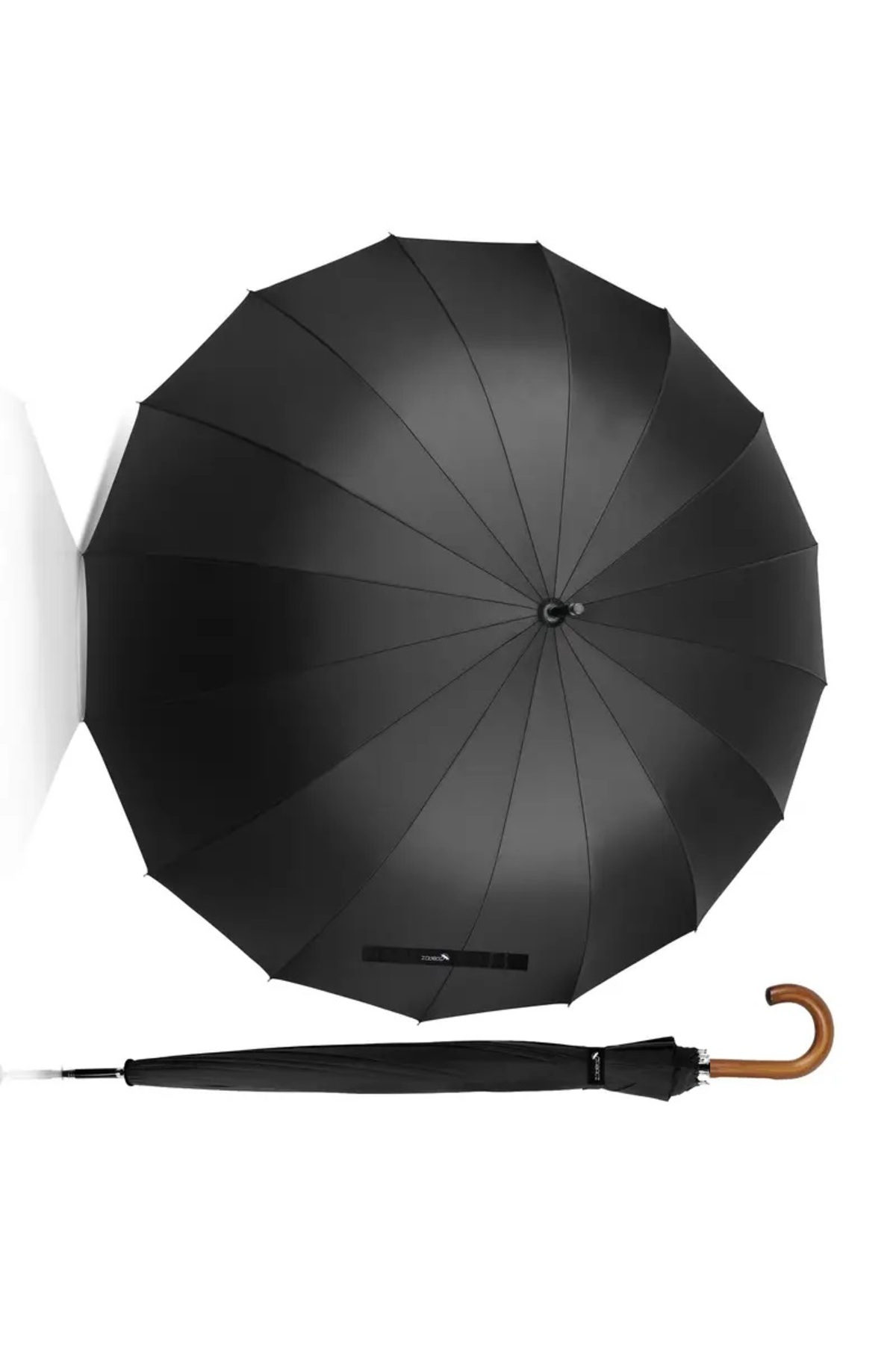 Ömürlük Protokol Şemsiye – 24 Fiber Telli, 100 cm, Ahşap Saplı Kılıflı Business Umbrella 3