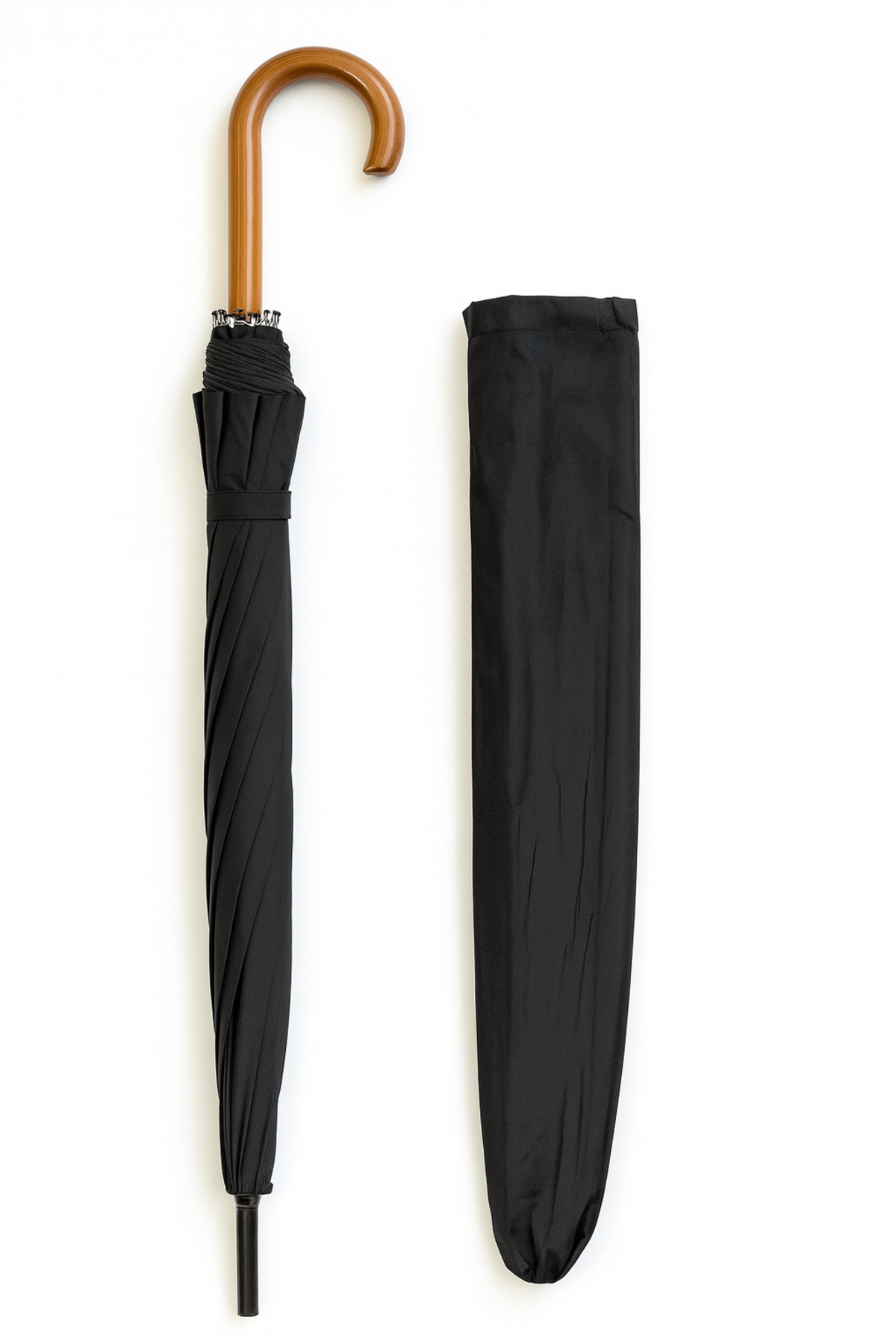Ömürlük Protokol Şemsiye – 24 Fiber Telli, 100 cm, Ahşap Saplı Kılıflı Business Umbrella 1