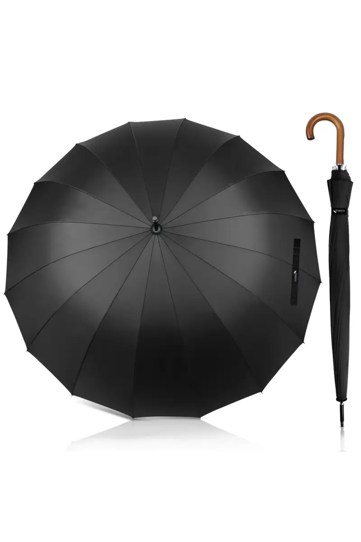 Ömürlük Protokol Şemsiye – 24 Fiber Telli, 100 cm, Ahşap Saplı Kılıflı Business Umbrella 2