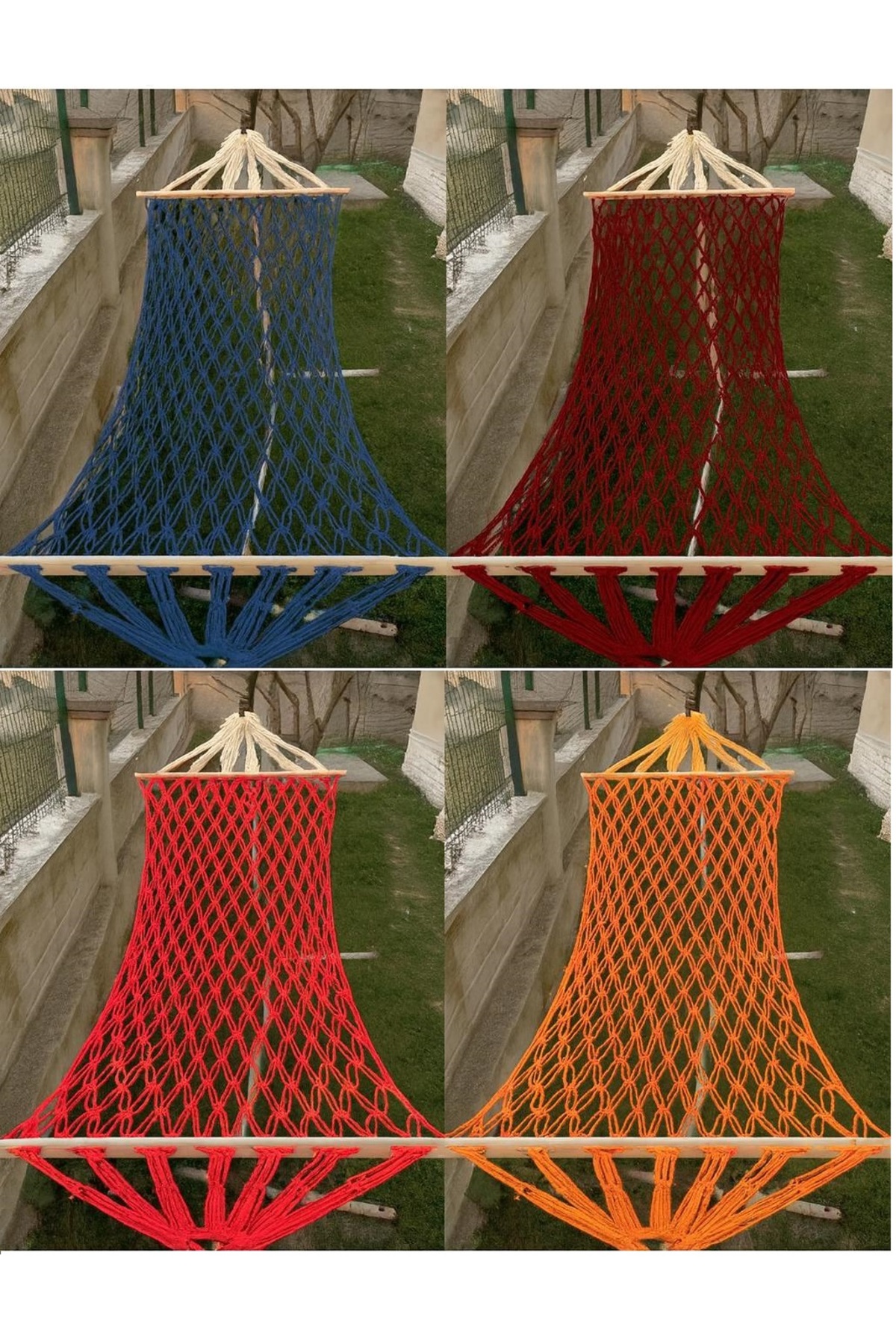 Hamak Salıncak Çift Katlı Tek Kişilik Makrome Hamağı Renkli İp Hamak 90 cm x 180 cm - 1