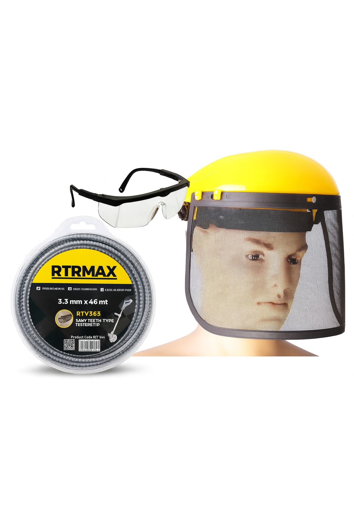 OT BİÇME SETİ MİSİNE GÖZLÜK VE MASKE TIRTIKLI MİSİNE 46M 3.3MM RTY343