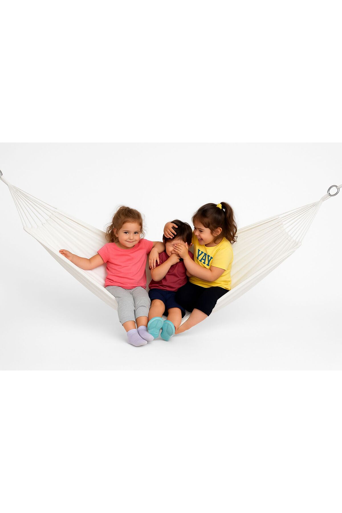 Taşınabilir File Çantalı Katlanabilir Salıncak Hamak Seti – 120x180 cm, 6 m İp Dahil, Bej Kumaş 1