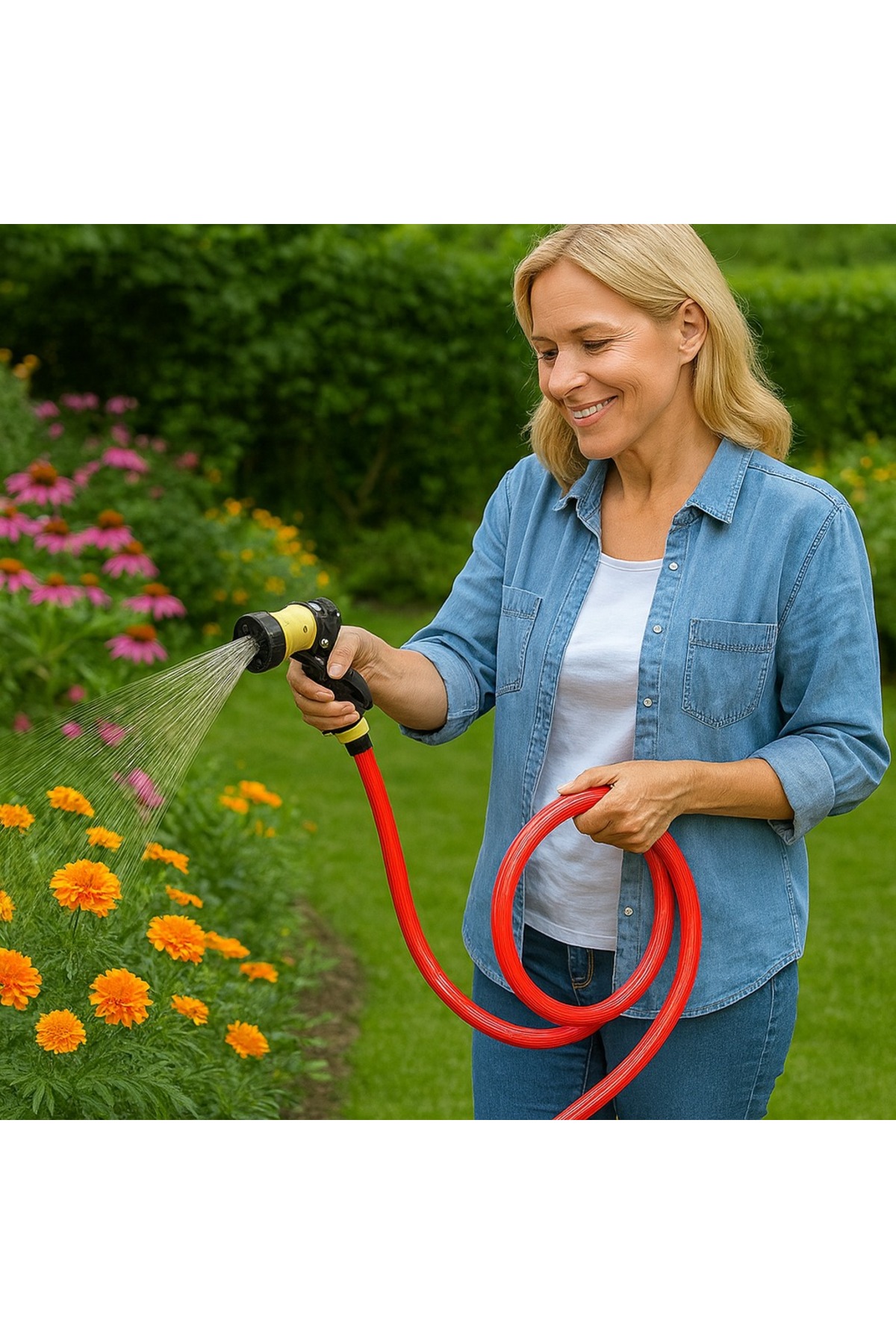 Silikonlu Bahçe Hortumu + Ayarlı Fıskiye Tabancası Seti – 20 Metre | 1/2 inç 3