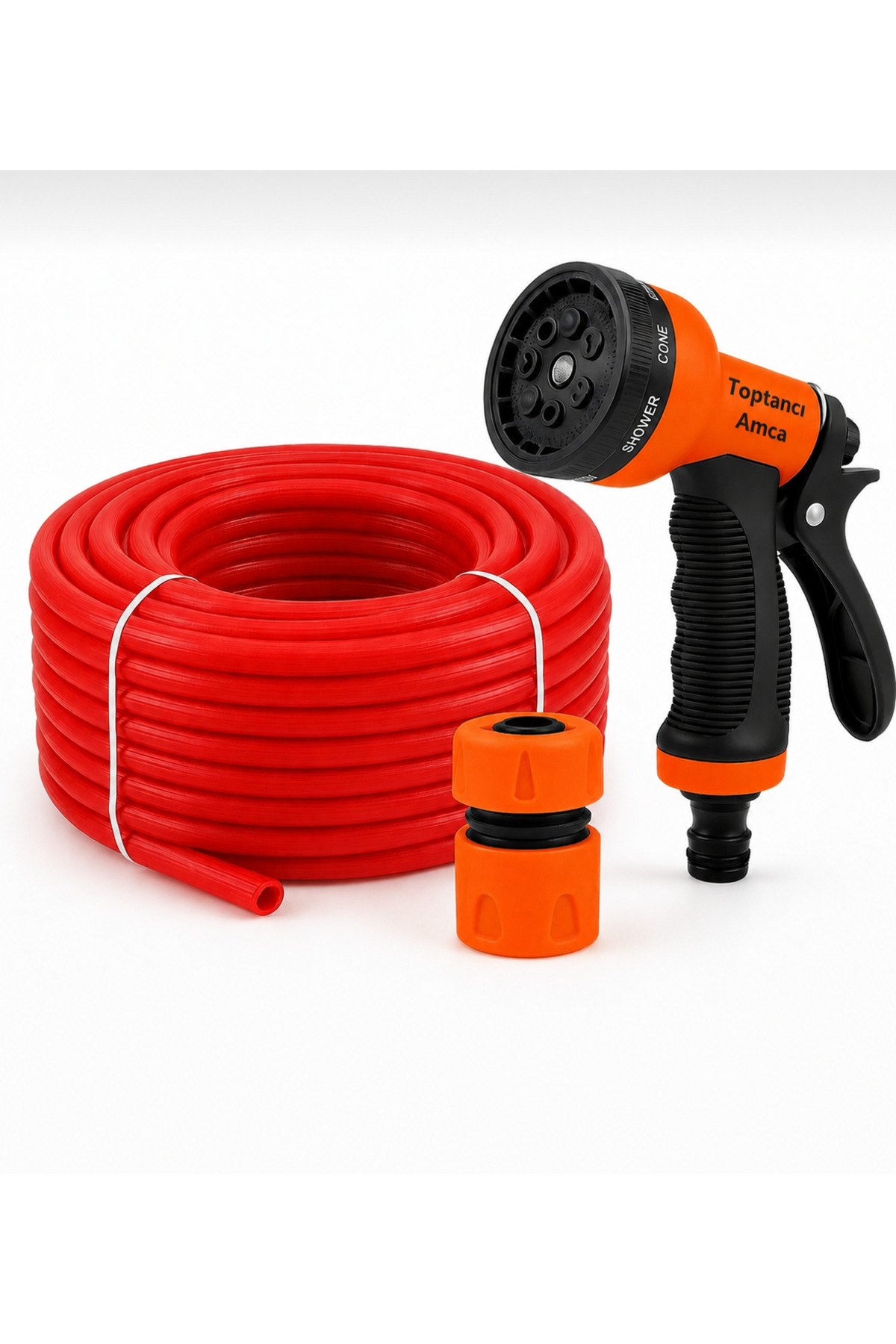 Silikonlu Bahçe Hortumu + Ayarlı Fıskiye Tabancası Seti – 20 Metre | 1/2 inç 1