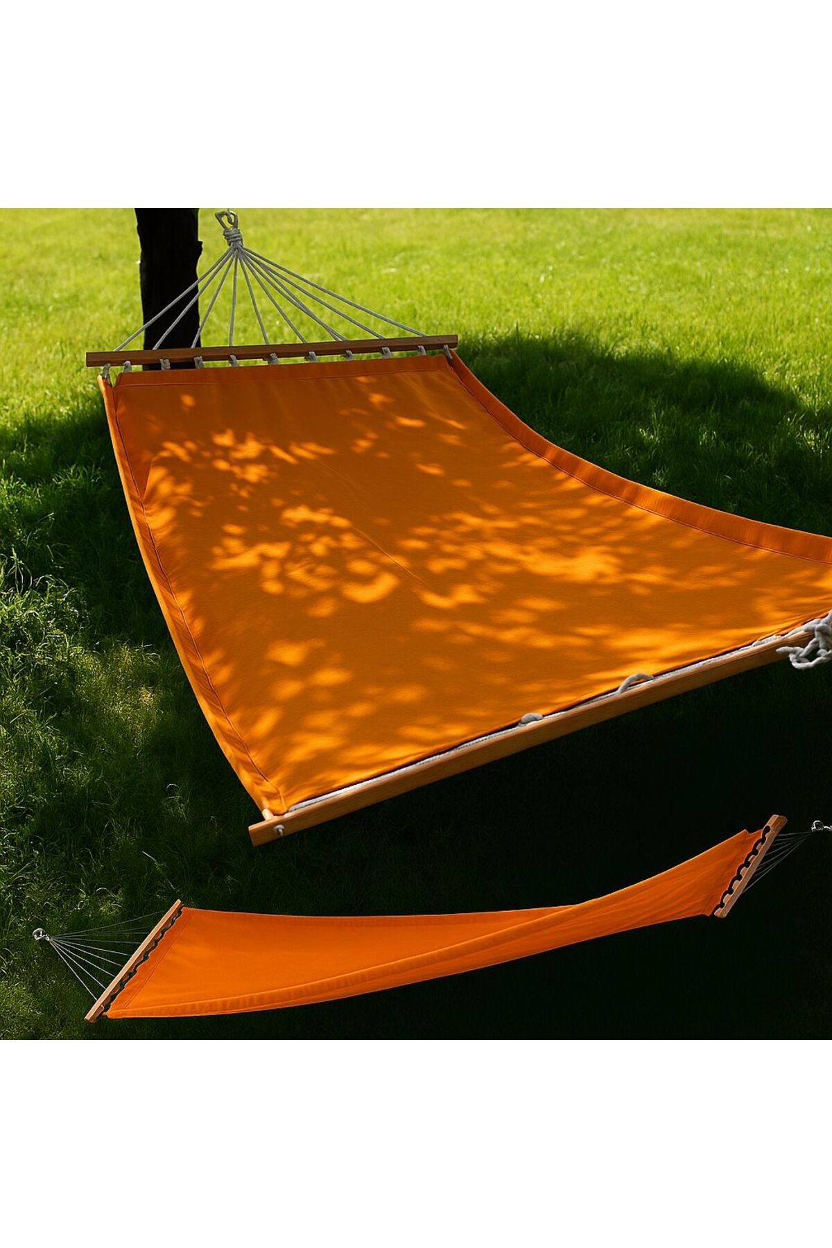 Çift Kişilik Kumaş Hamak Salıncak Pamuklu Kalın Kumaş bağlama ipli 300 kg 120 x 190 cm 4