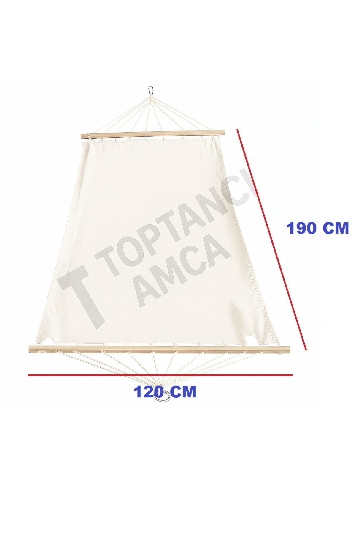 Krem Hamak Çift Kişilik Kumaş Hamak Salıncak Pamuklu Branda Kumaşı bağlama ipli 300 kg 120 x 190 cm 5