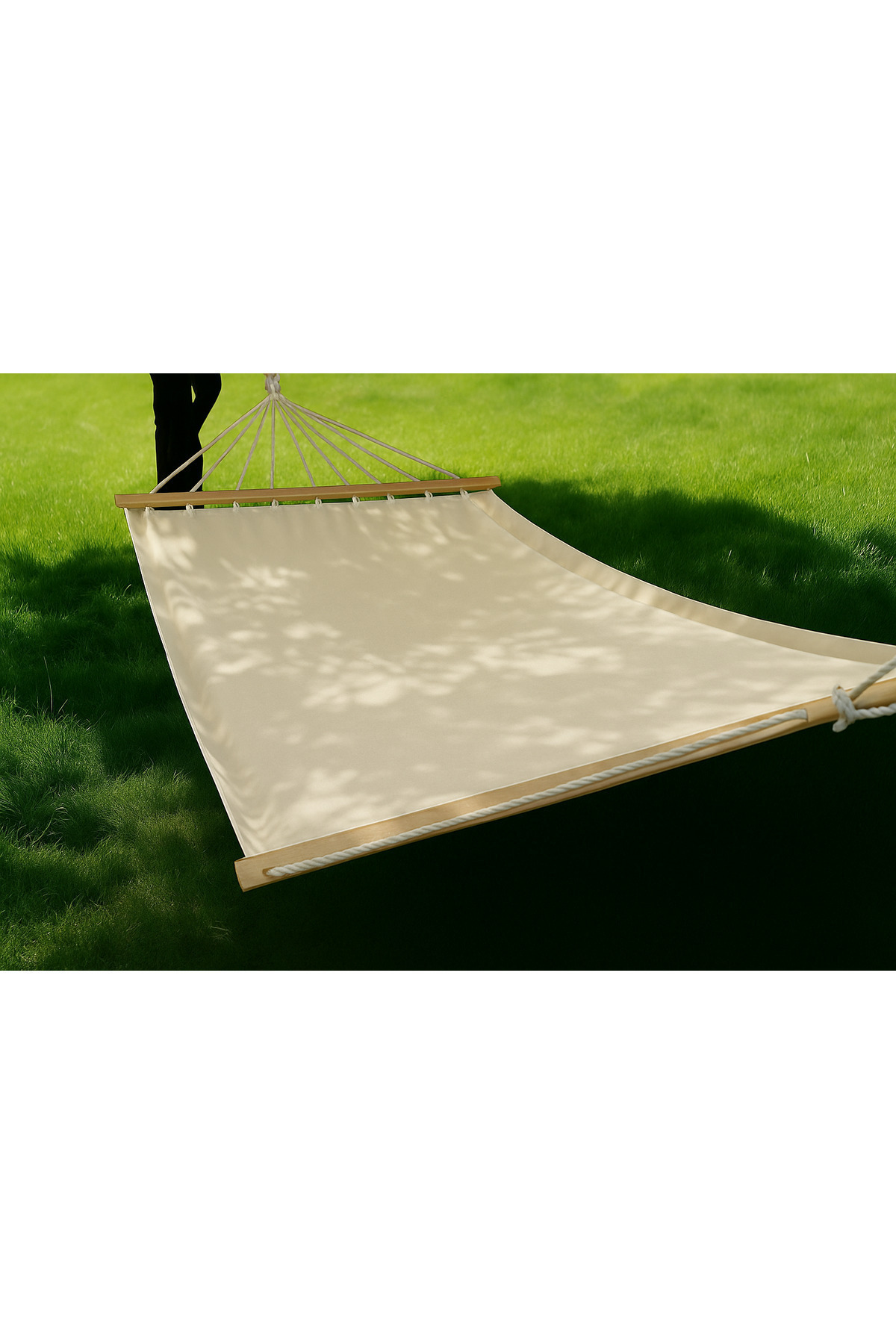 Krem Hamak Çift Kişilik Kumaş Hamak Salıncak Pamuklu Branda Kumaşı bağlama ipli 300 kg 120 x 190 cm 2