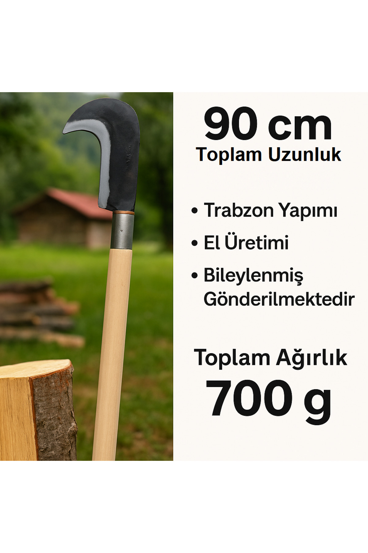 Tahra – 90 cm El Yapımı Bahçe Budama Bıçağı | Ağaç, Çalı ve Odun Kesme 3