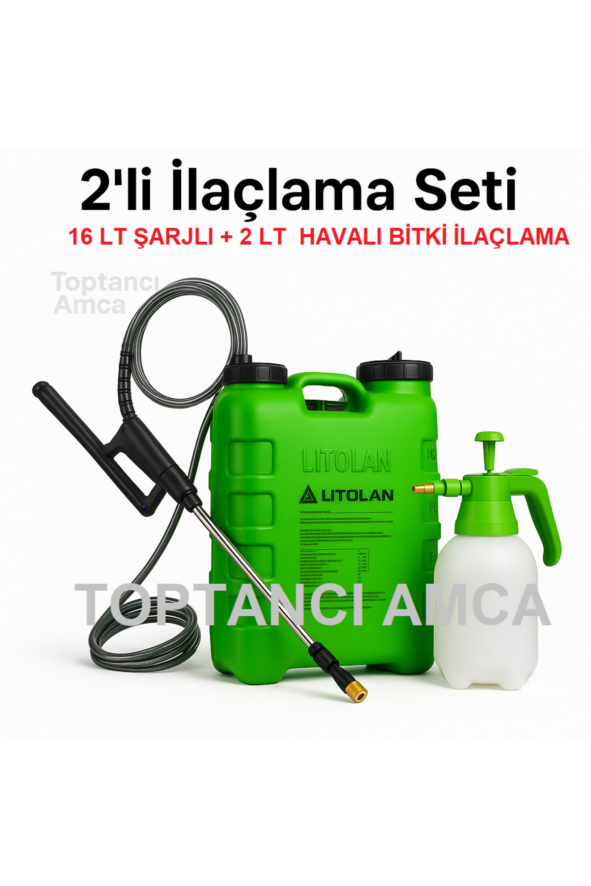 İlaçlama Pompası 2'li Set – Şarjlı 16 Lt 30 dk şarj Sırt Tipi + 2L Havalı El Tipi İlaç Pompası 5