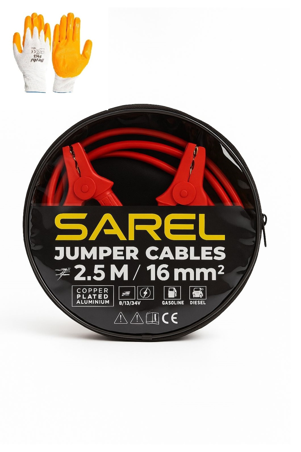 Akü Takviye Kablosu Extra Kalın 16 Mm Uyumlu 2.5 Metre Eldiven Hediye