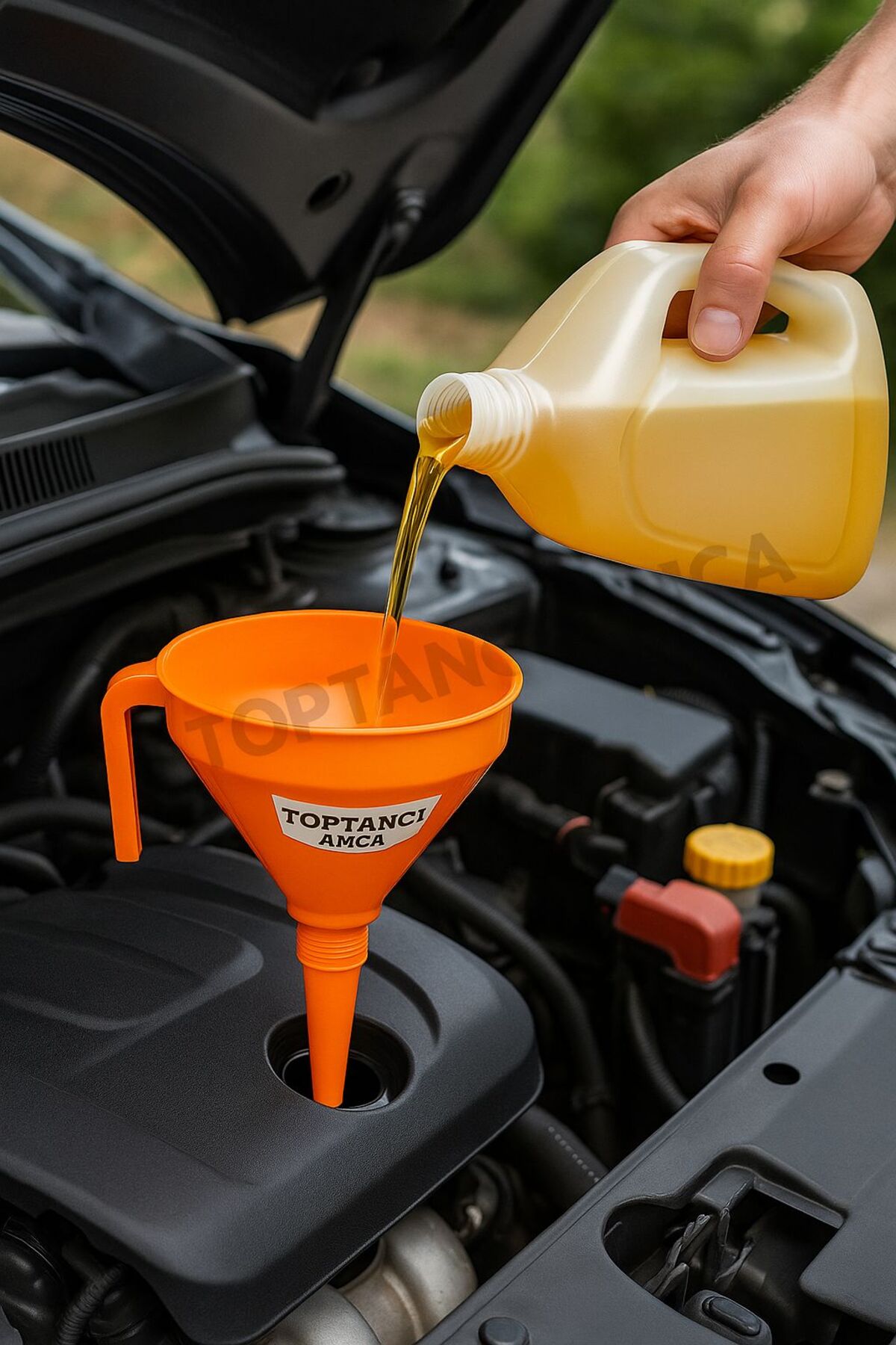 Metal Süzgeçli Huni Sıvı Aktarım Hunisi 30 cm borulu 2.2 Litre 3