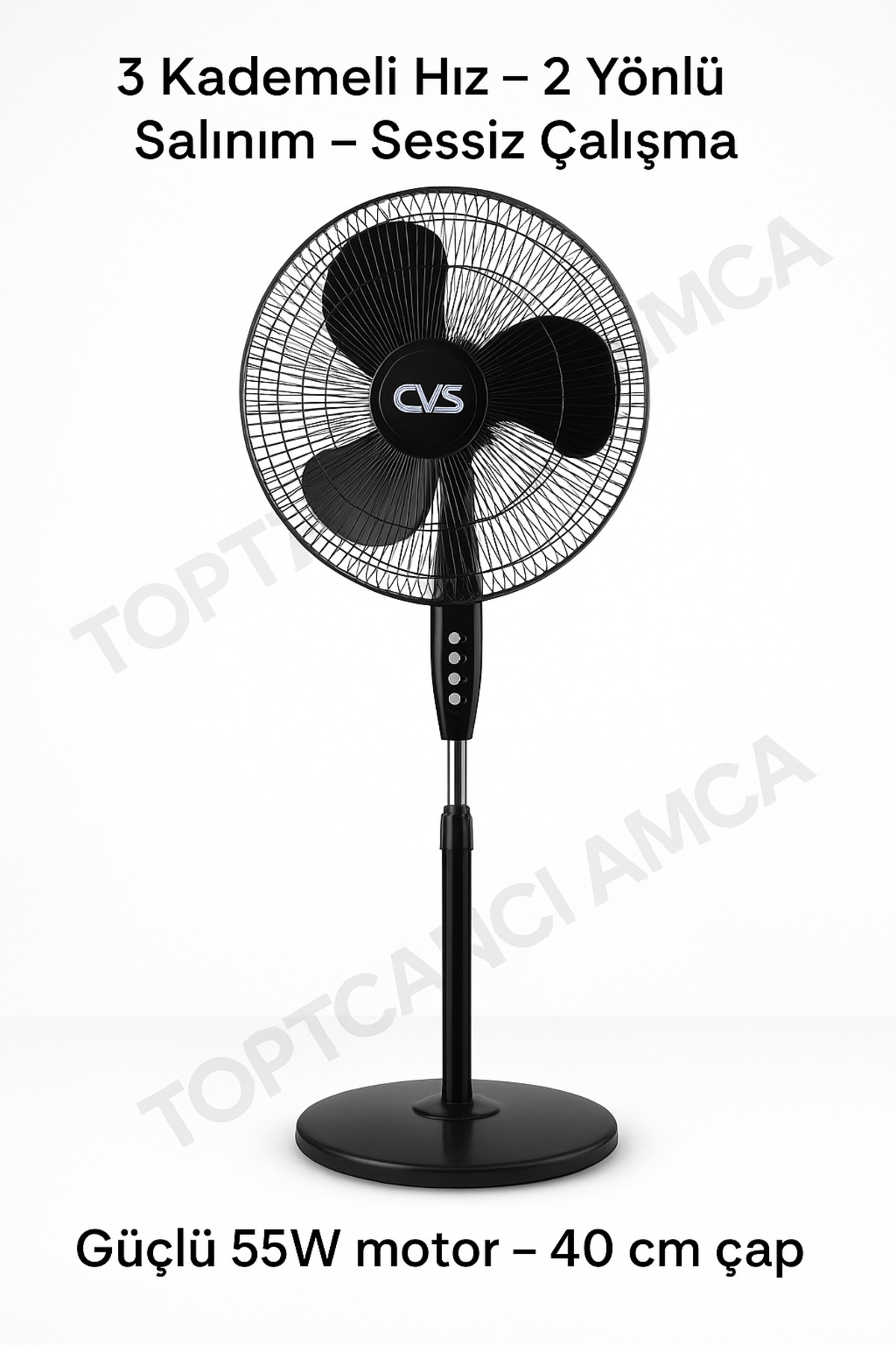 CVS Dn 91002 Siyah Zaman Ayarlı Vantilatör 3 Pervane 16 inch 40 cm çap 1