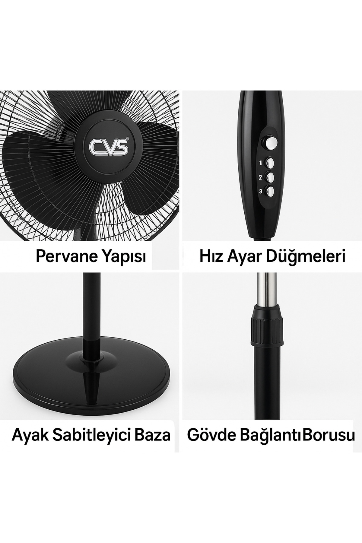 CVS Dn 91002 Siyah Zaman Ayarlı Vantilatör 3 Pervane 16 inch 40 cm çap 2