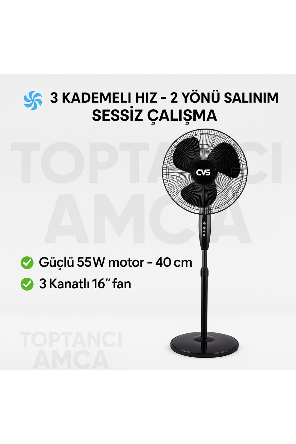 CVS Dn 91002 Siyah Zaman Ayarlı Vantilatör 3 Pervane 16 inch 40 cm çap 4