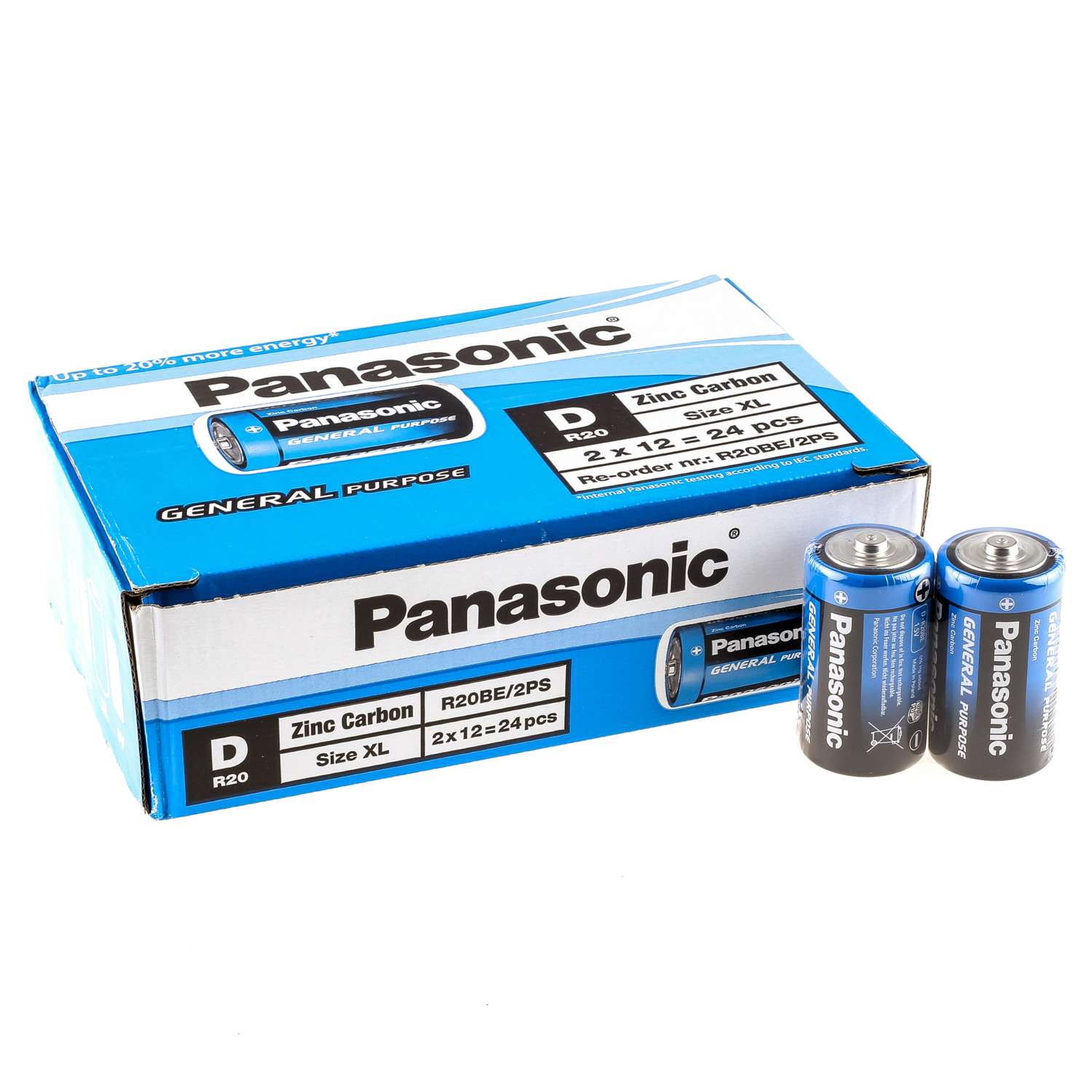 Panasonic Çinko Karbon Büyük Boy Pil (D) R20Be/2Ps 24 Adet