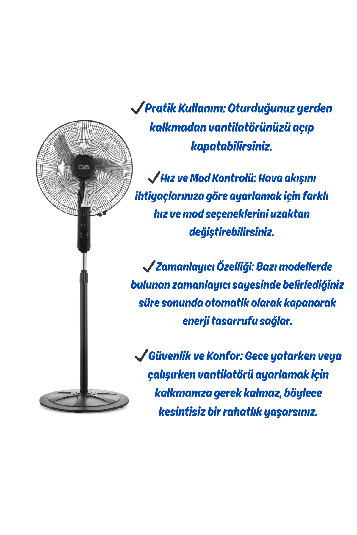 Dn 91032 Uzaktan Kumandalı 18'' 110 Watt Ayaklı Vantilatör 3