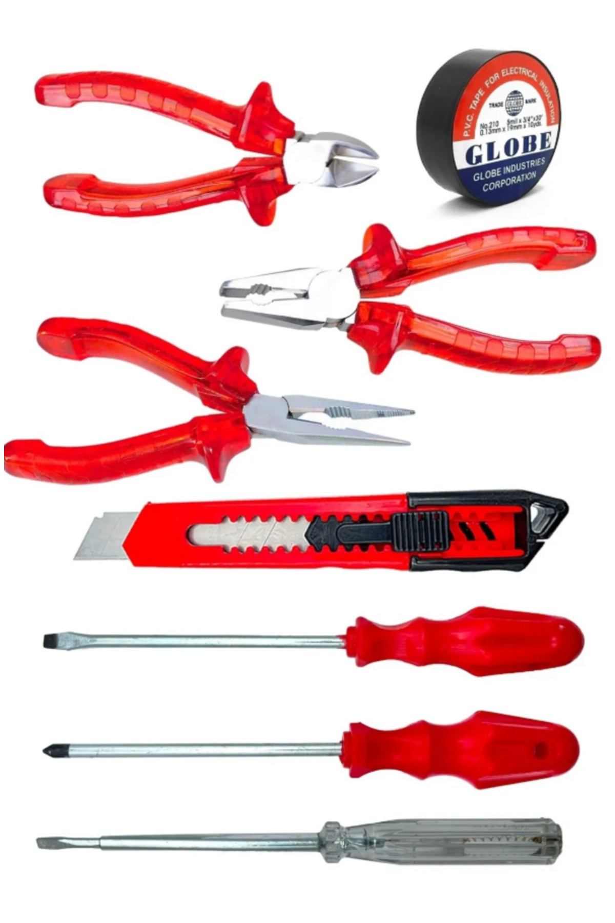 3 Lü Pense Set 3 Lü Tornavida Takımı Elektrik Bandı Falçata+takım Çanta Set 2