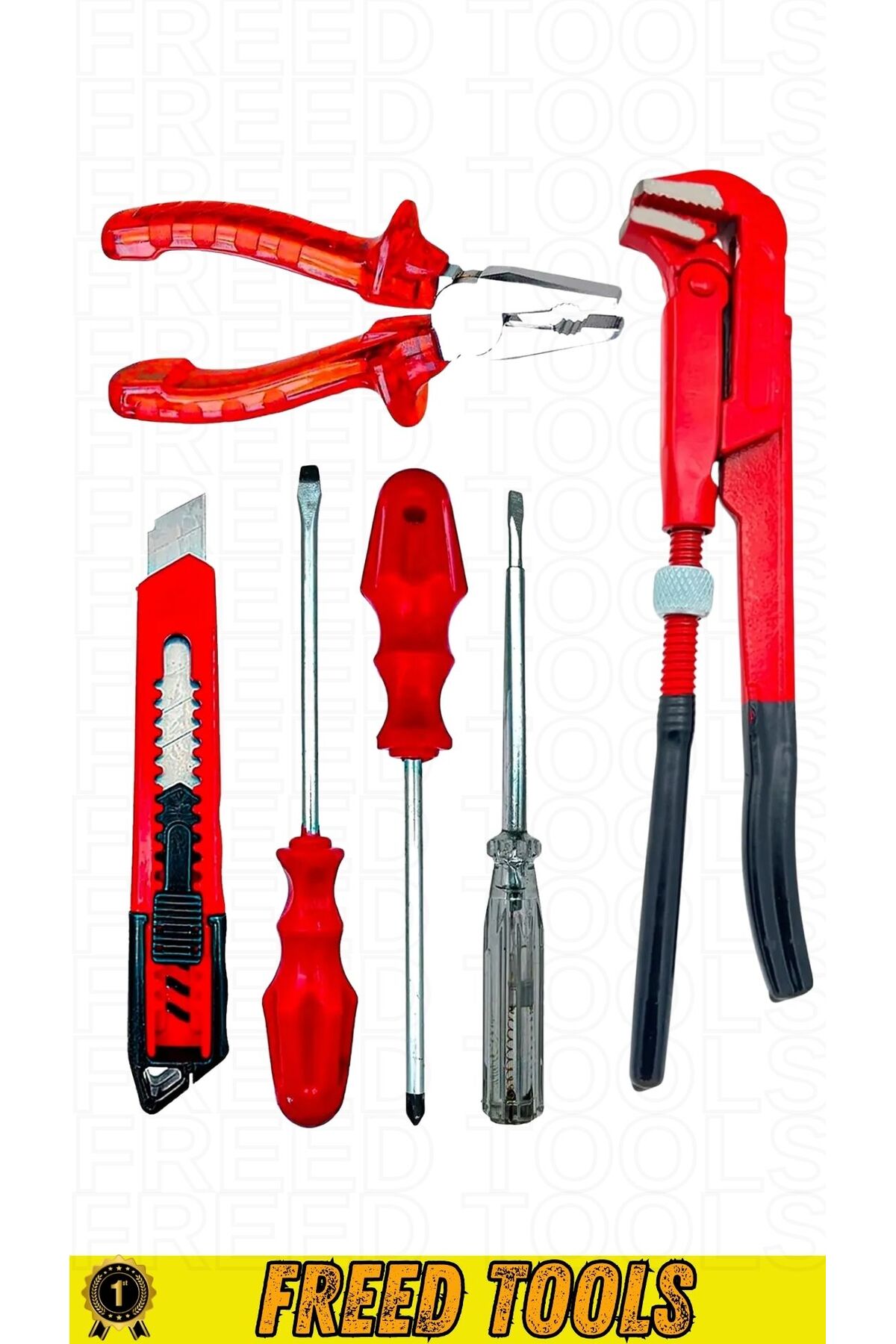 Pense, Maşalı Boru Anahtarı, Kontrol Kalemi, Yıldız,düz Falçata 6 Parça Set - 1