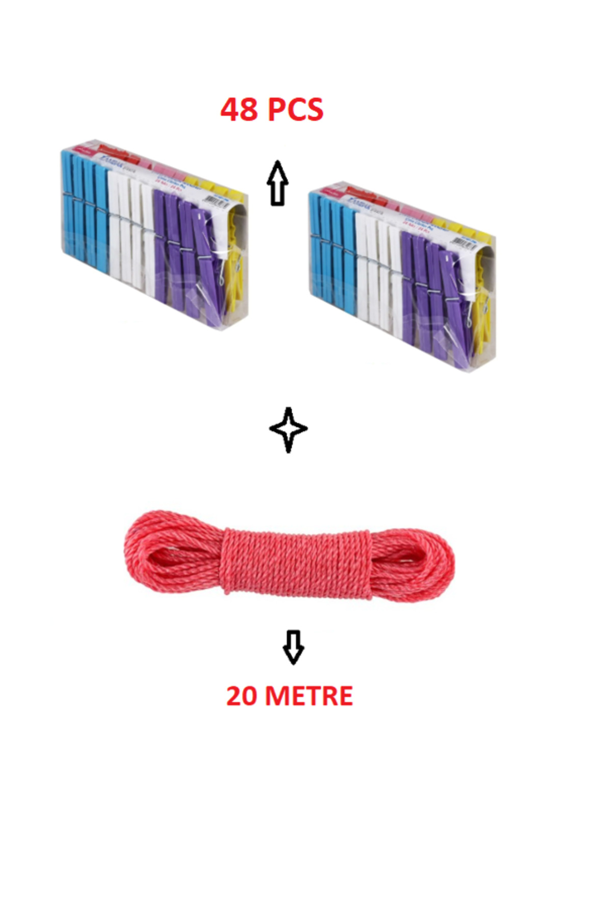 Zambak Mandal 48 Adet + Çamaşır İpi  20 Metre