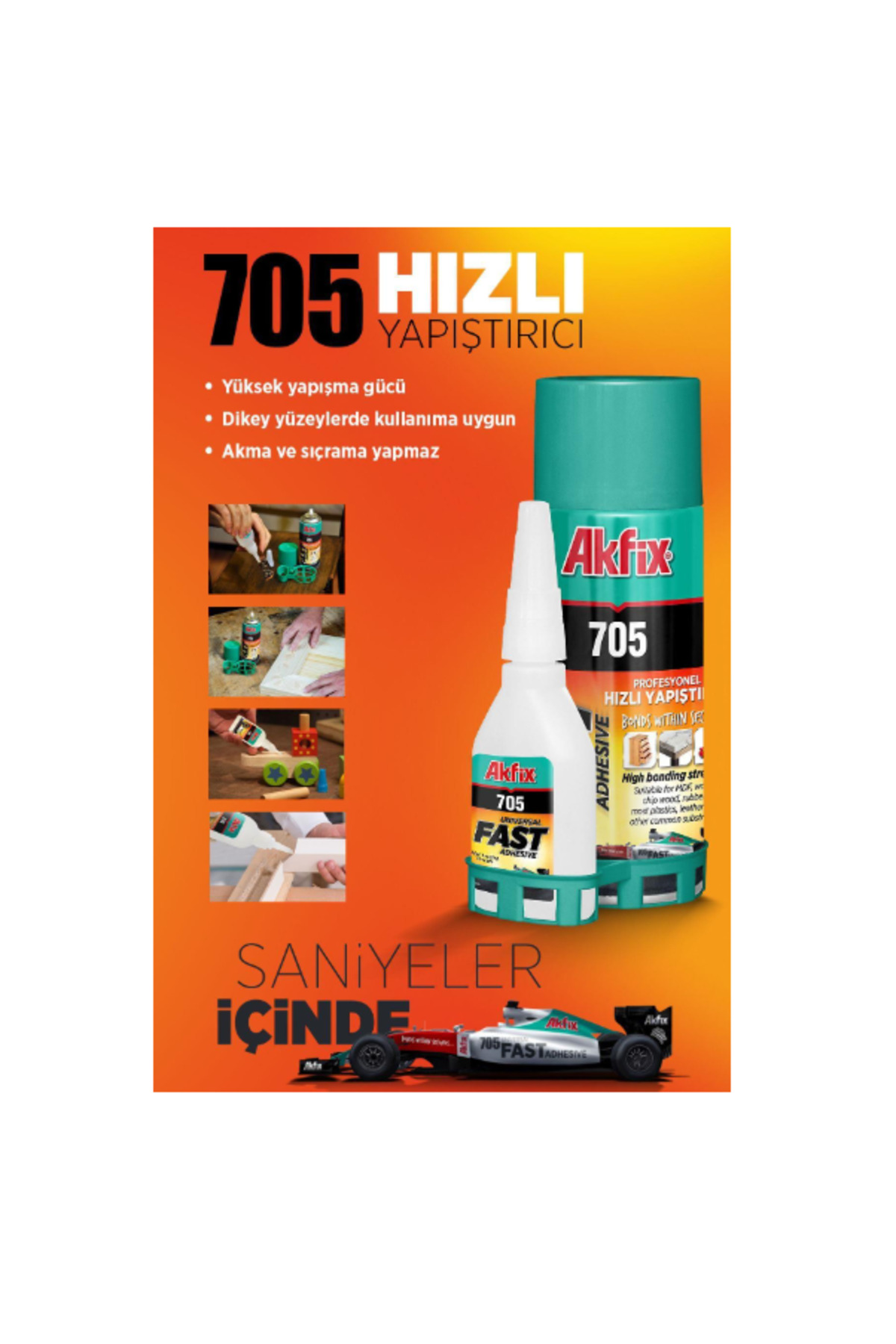 Akfix 705 Mdf Kit Hızlı Yapıştırıcı 200ml + 50 gr 3