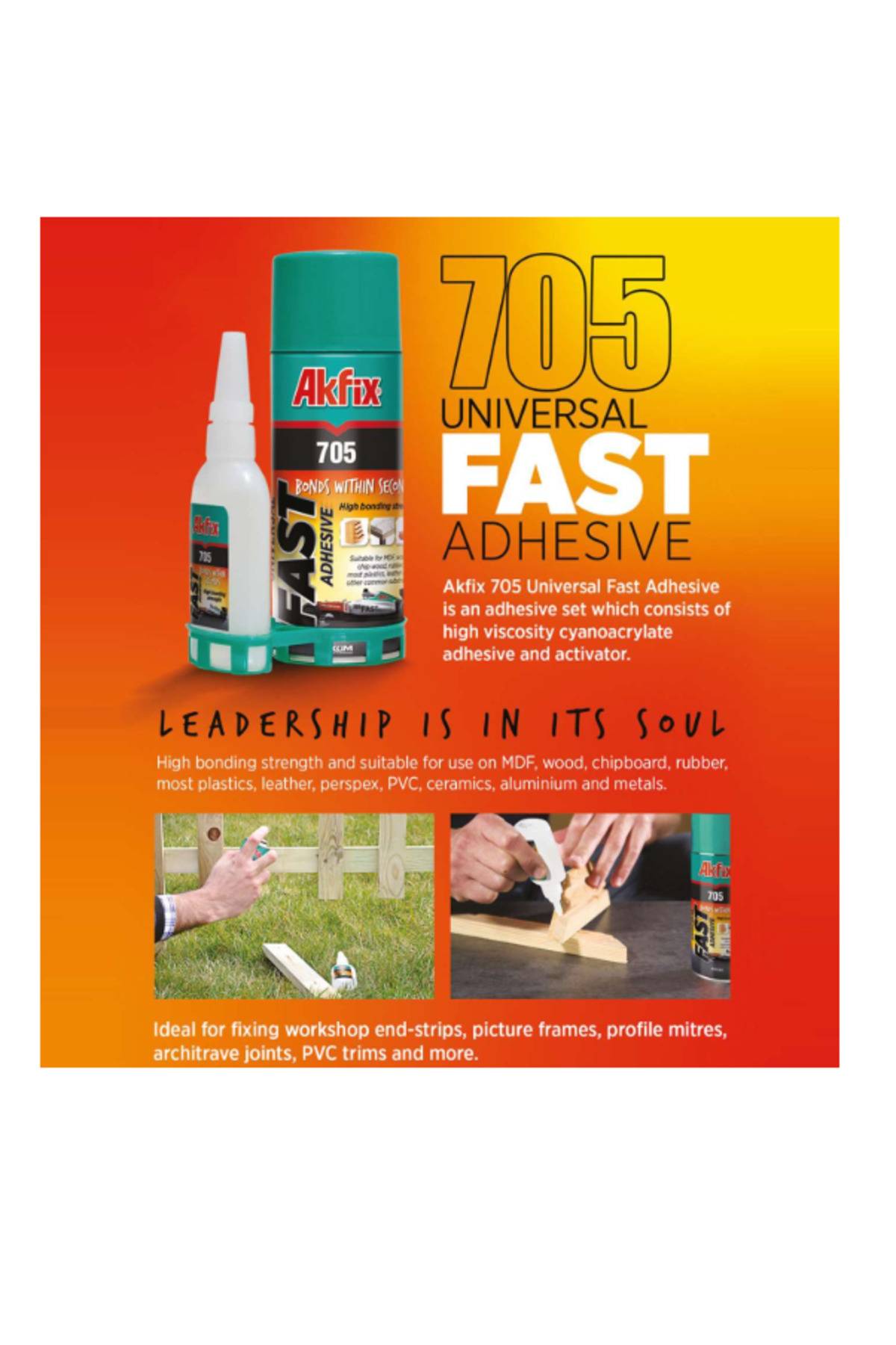 Akfix 705 Mdf Kit Hızlı Yapıştırıcı 200ml + 50 gr 2