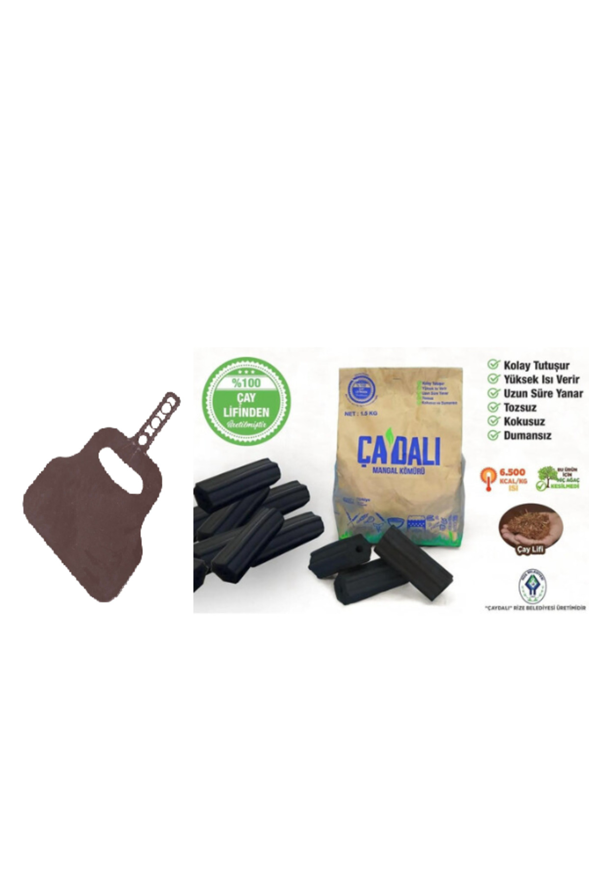 ÇAYDALI Mangal Kömürü 1.5 KG + Mangal Yelpazesi - 1