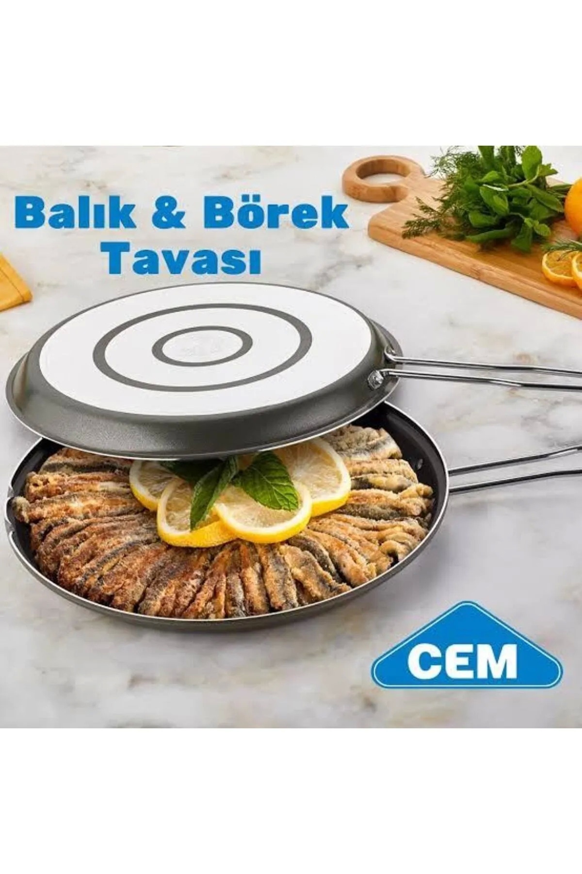Cem Iki Taraflı Yanmaz Yapışmaz Cem Balık & Börek Tavası 32 cm 4