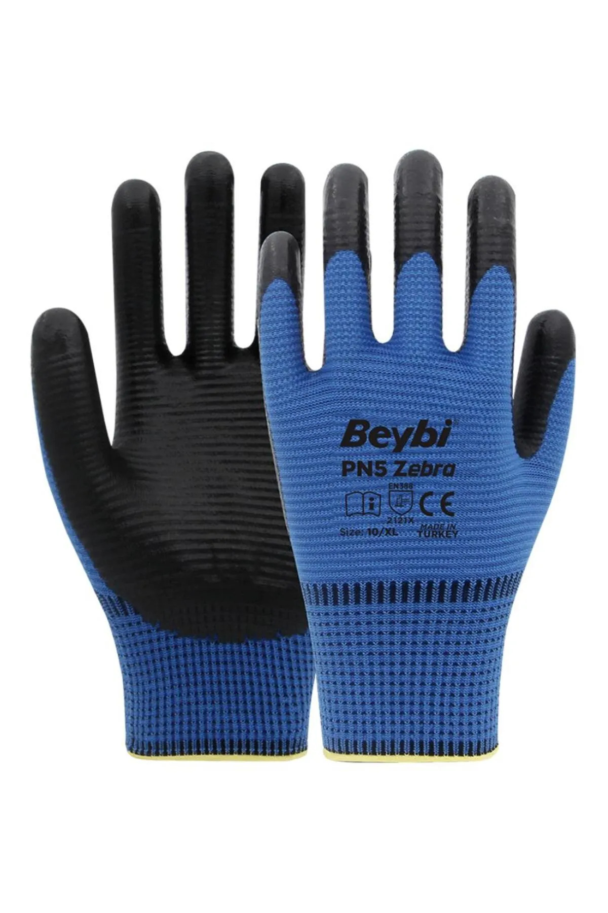 Eldiven Nitril Tırtıklı Zebra Pn5 Kırmızı Siyah Kaymaz No:10 Xl 24 Adet 2