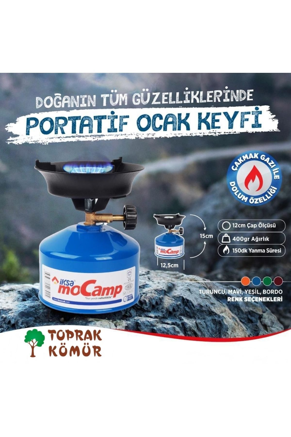MoCamp Kamp Ocağı Yeni Model - Yeni Renk Seçenekleri - Çakmak Gazı İle Kolay Dolum 2