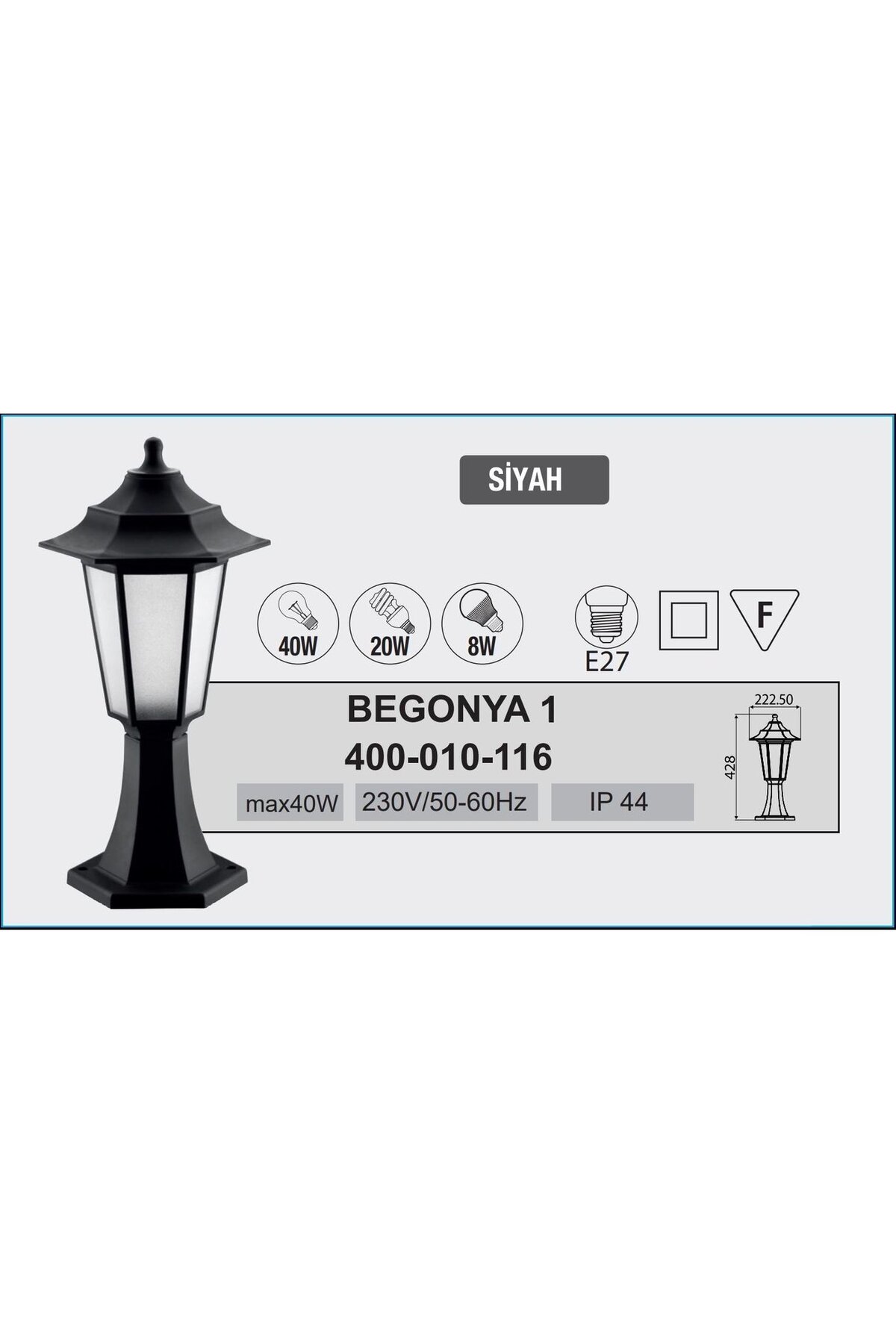 BAHÇE ÜSTÜ AYDINLATMA APLİK SET ÜSTÜ SİYAH BEGONYA-1 ( 2 ADET) 2