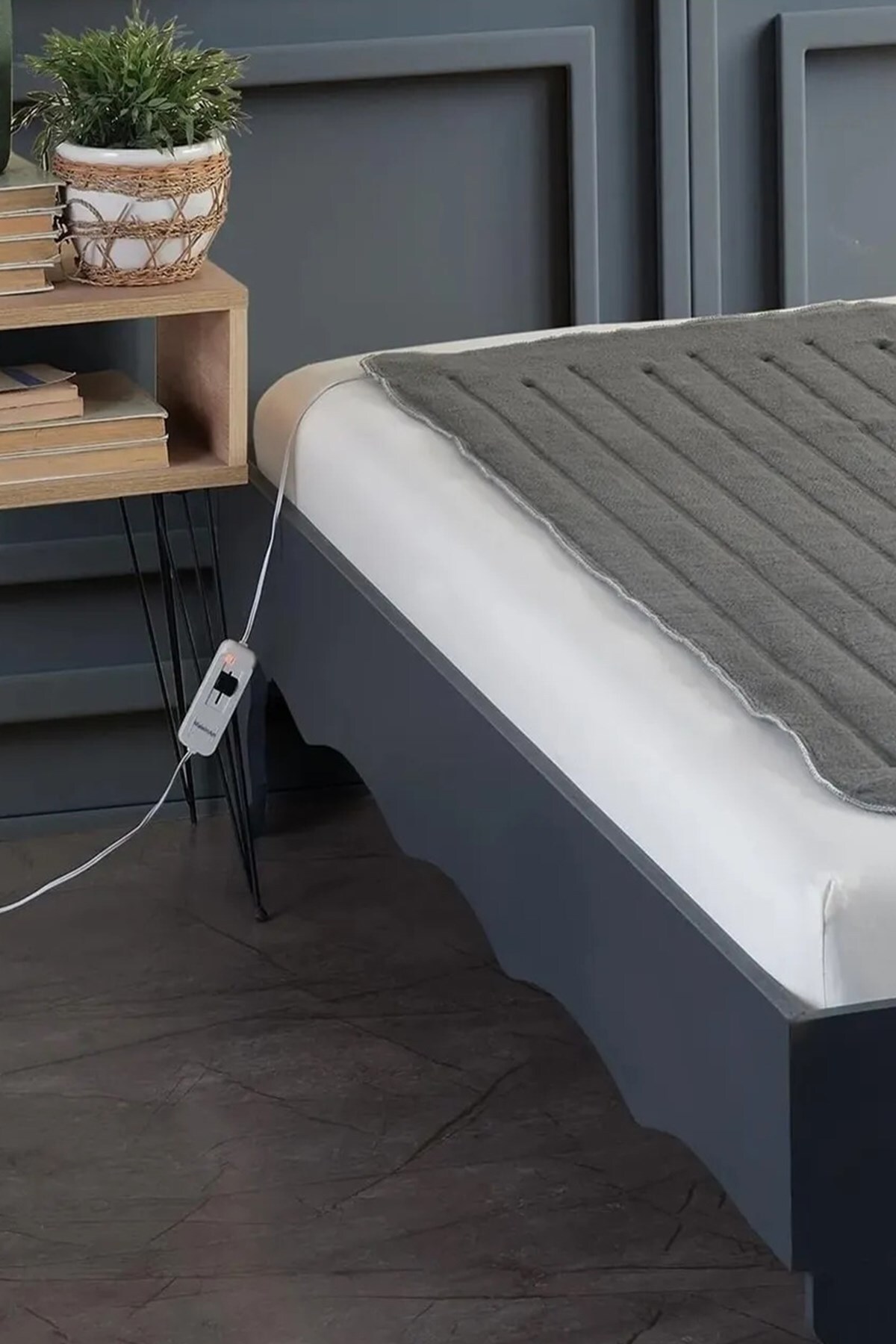 Düz Çift Kişilik Elektrikli Battaniye Gri 1'li Keçe 120 x 150 2