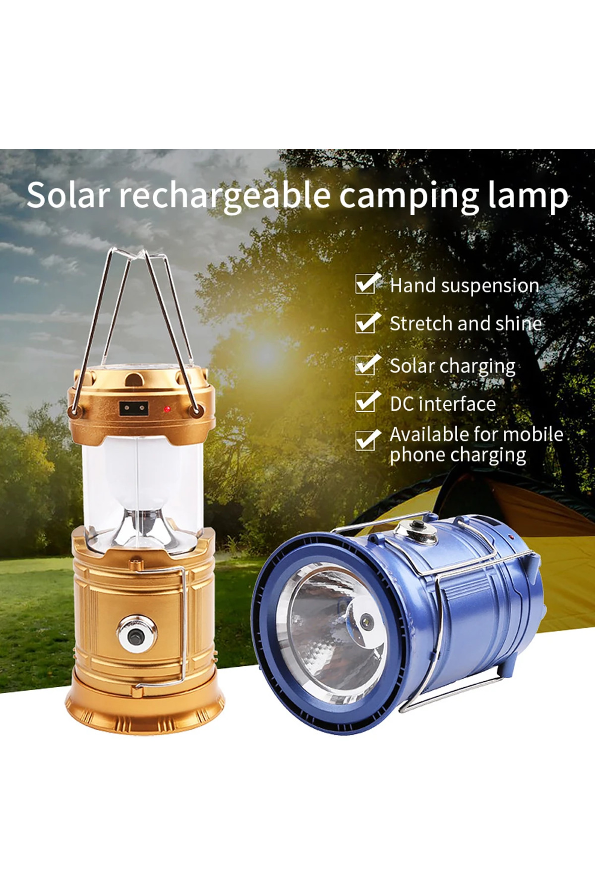 Orion 5900T Solar Güneş Enerjili Şarjlı LED Kamp Feneri USB Li 1W+6 LED 1