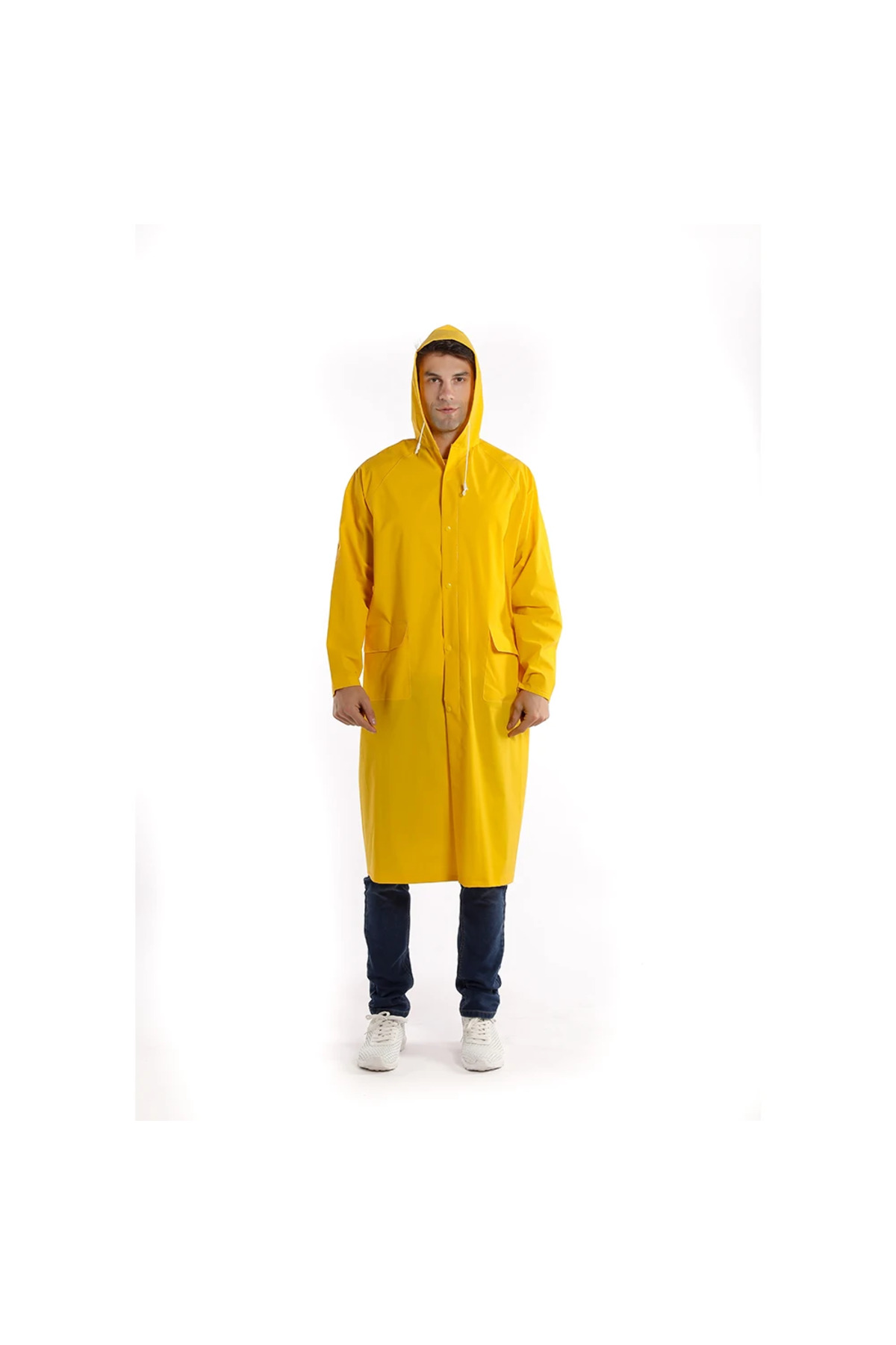 YAĞMURLUK LÜKS KALIN PVC YAĞMURLUK ÇITÇITLI YAĞMURLUK KAPŞONLU BALIKÇI SARI 5