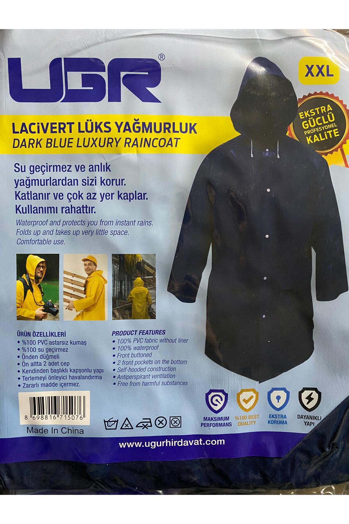 YAĞMURLUK LÜKS KALIN PVC YAĞMURLUK ÇITÇITLI MAVİ YAĞMURLUK KAPŞONLU BALIKÇI YAĞMURLUK - 1
