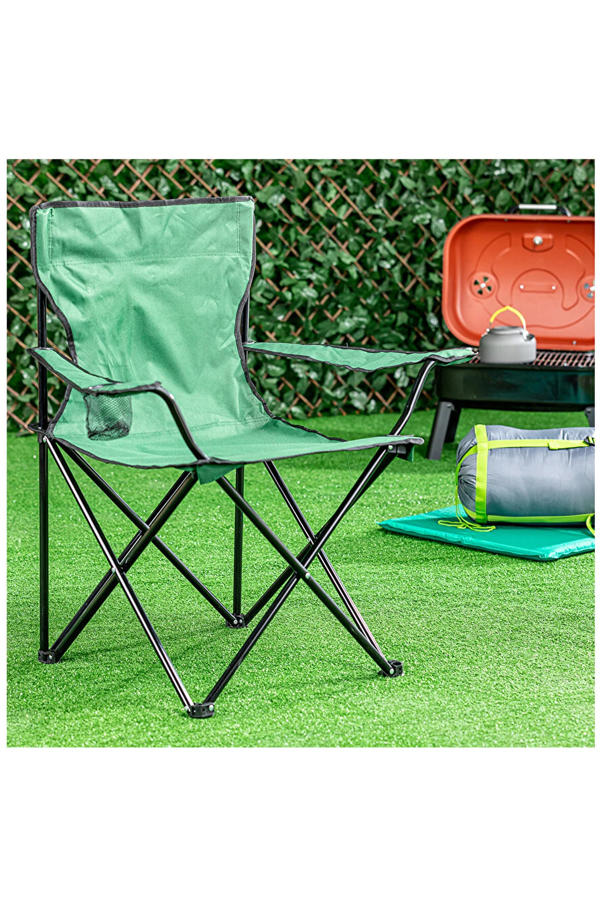 Kamp Sandalyesi Katlanır Plaj Sandalyesi Camping Chair Green 2
