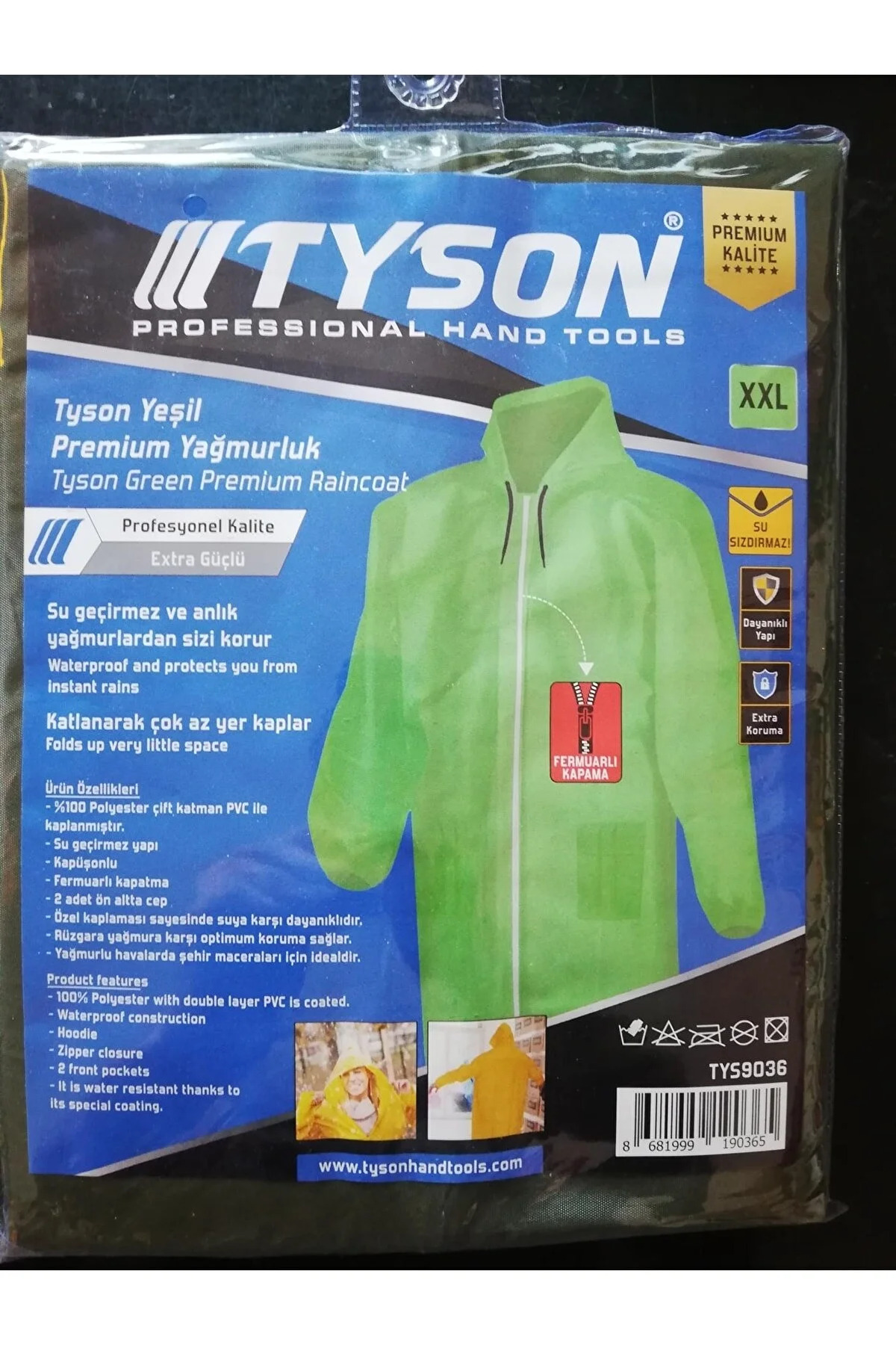Yağmurluk ve Çizme Seti Kaliteli Kalın yağmurluk ve Çizme Yeşil 3