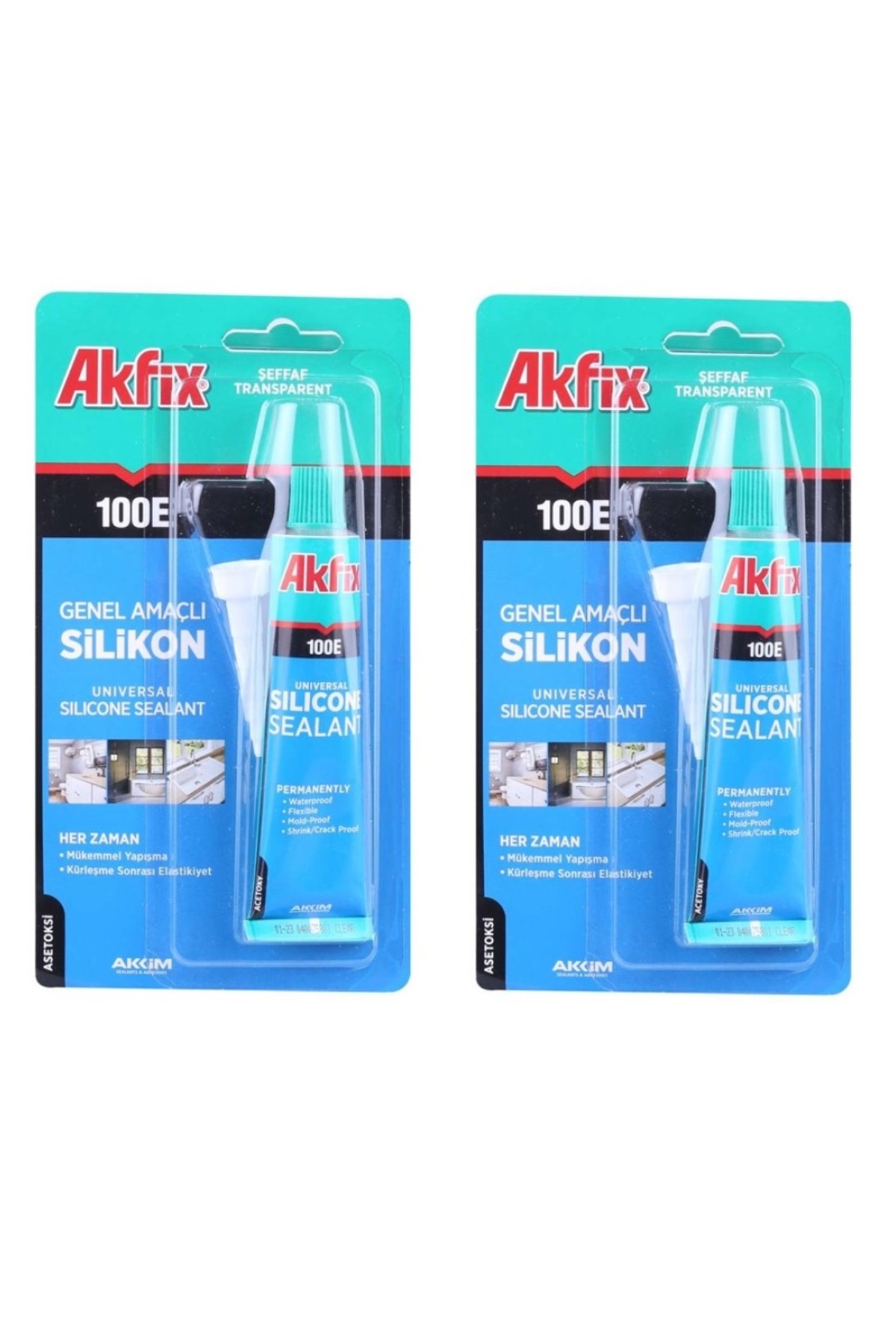 Akfix SA-111 Genel Amaçlı 50 ml Şeffaf Tüp Silikon 2 Adet - 1