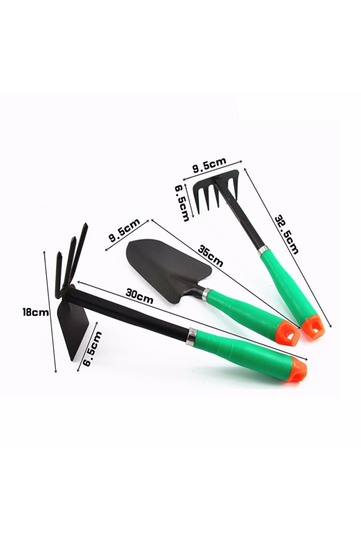 Metal 3 Parça Bahçe Seti - Çapa Tırmık Kürek Set - Bahçe Hobi Seti 3