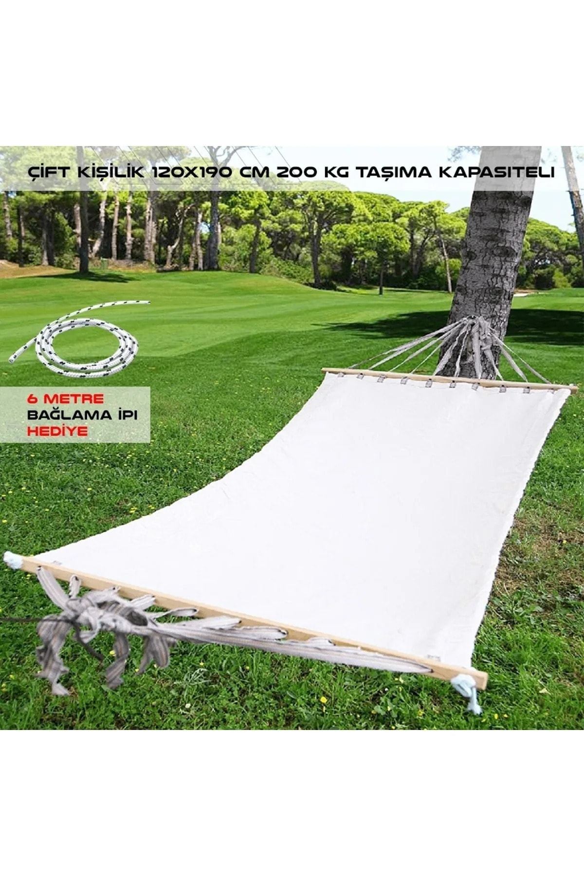 Tek Kişilik Kumaş Hamak Dayanıklı Yıkanabilir Bahçe Hamağı 95x180 cm 2